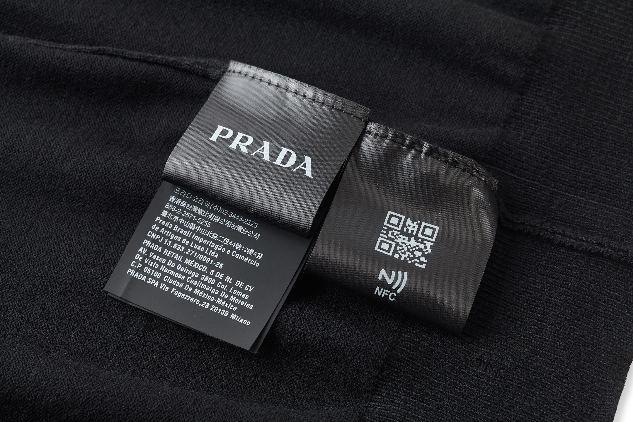 PRADA 普拉达 logo小刺绣徽标羊毛针织打底衫 毛衣 长袖 外套 黑色 A5 UMF146SOOO18DYF0002