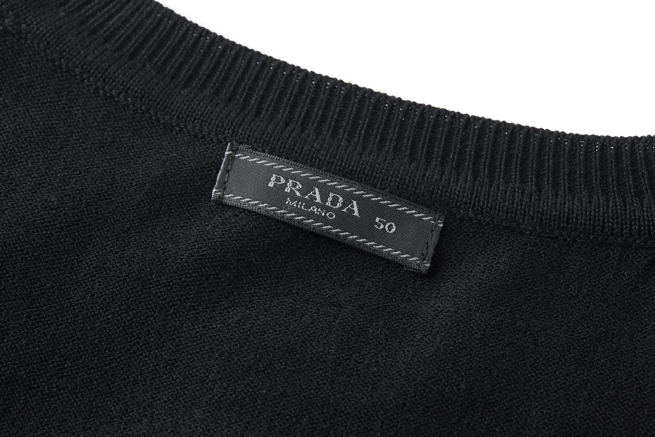 PRADA 普拉达 logo小刺绣徽标羊毛针织打底衫 毛衣 长袖 外套 黑色 A5 UMF146SOOO18DYF0002