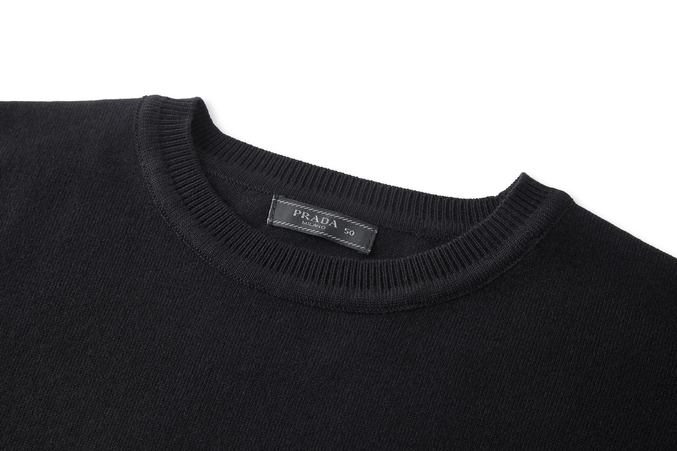 PRADA 普拉达 logo小刺绣徽标羊毛针织打底衫 毛衣 长袖 外套 黑色 A5 UMF146SOOO18DYF0002