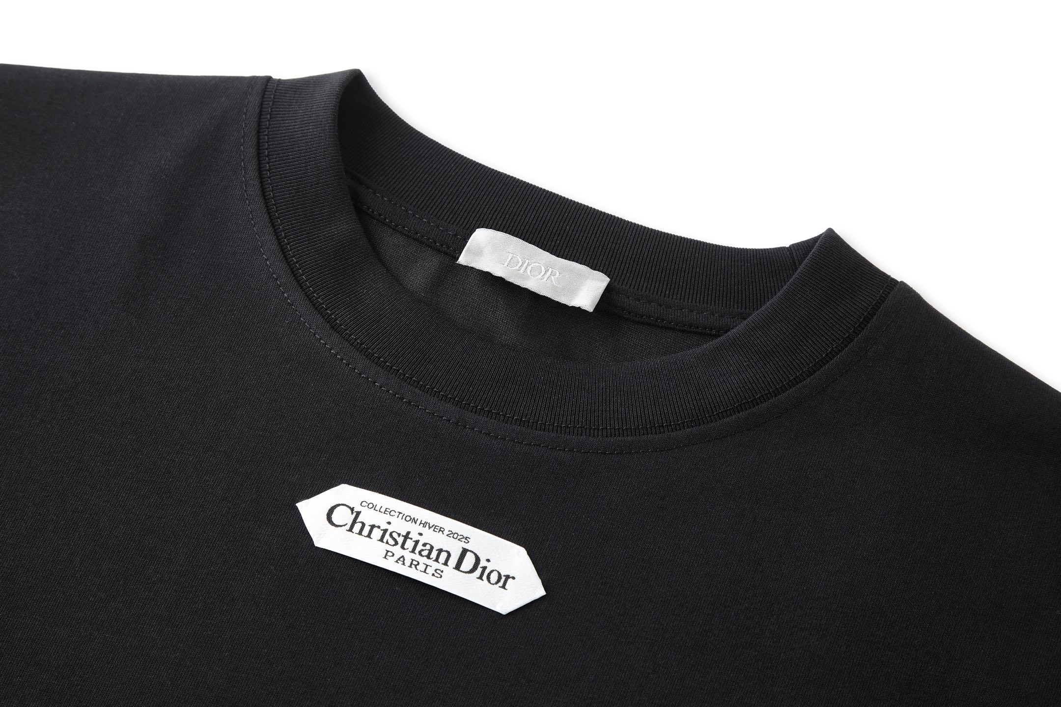 DIOR 迪奥 胸标纯棉打底衫 T恤 长袖 白色 黑色 A2 543J609A0847-C001