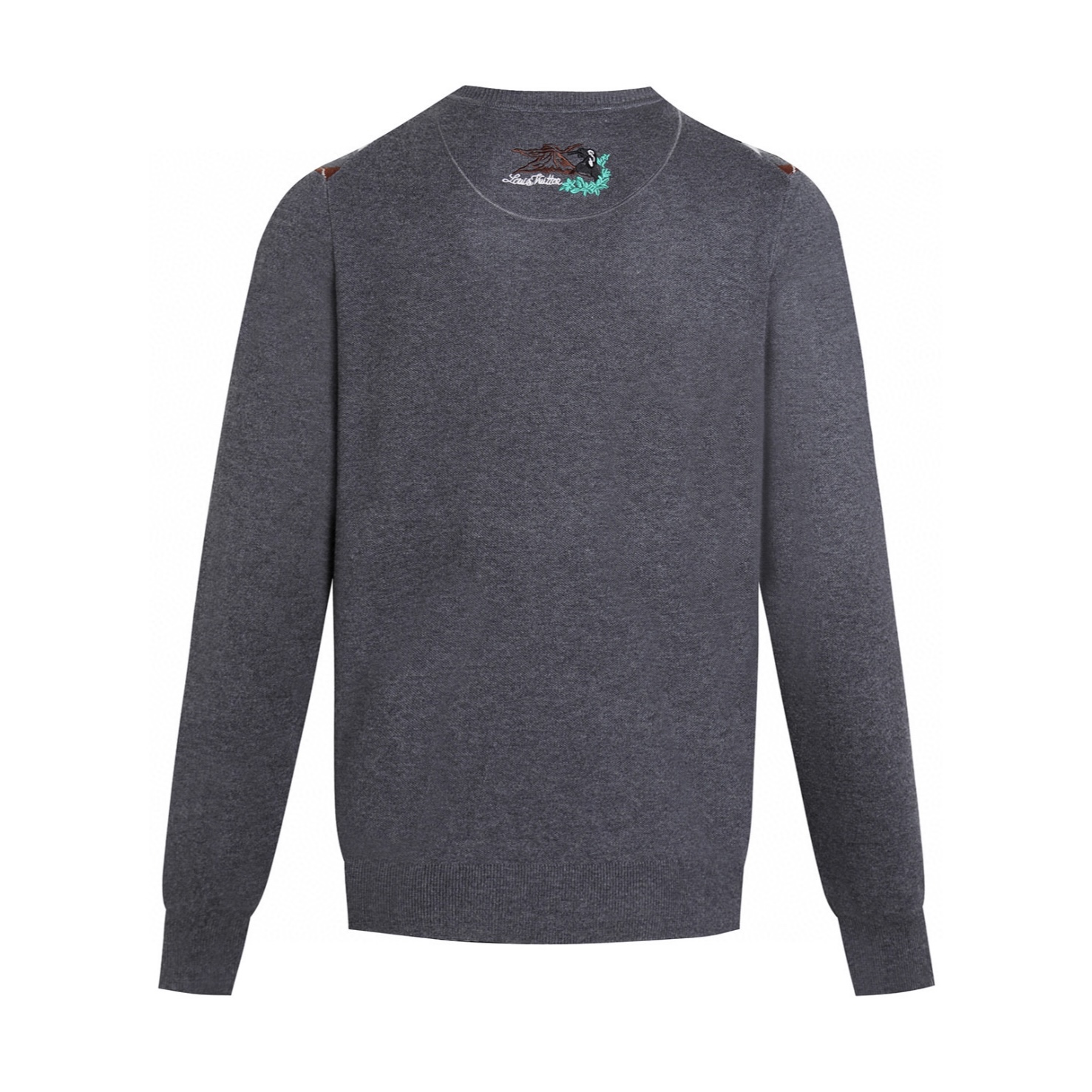 LOUIS VUITTON 路易威登 菱格提花圆领毛衣 长袖 灰色 B0 