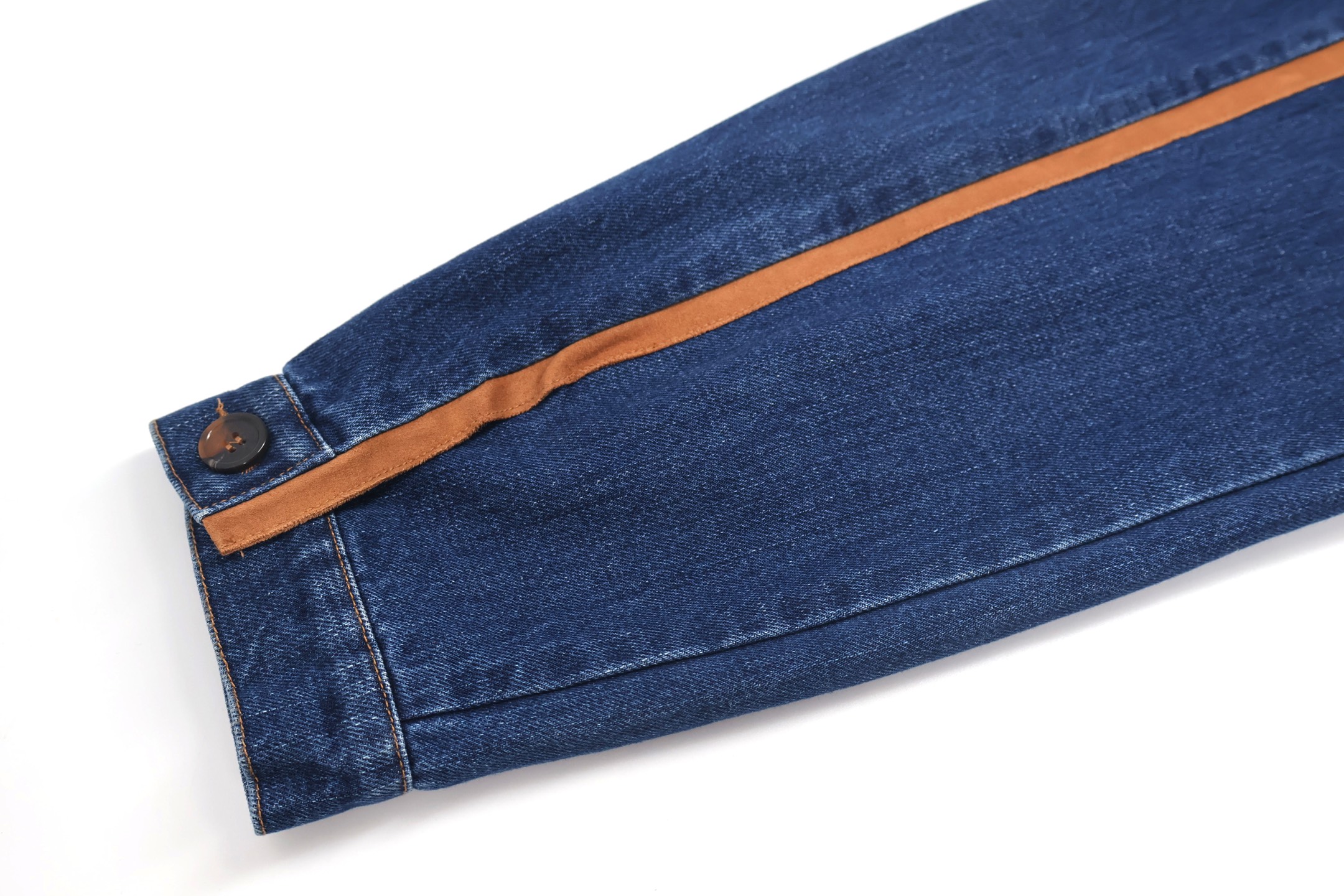 MIU MIU 缪缪 牛仔拼皮 夹克 牛仔外套 长袖 蓝色 C0 GWB256-17GI-F0013-S-OOO