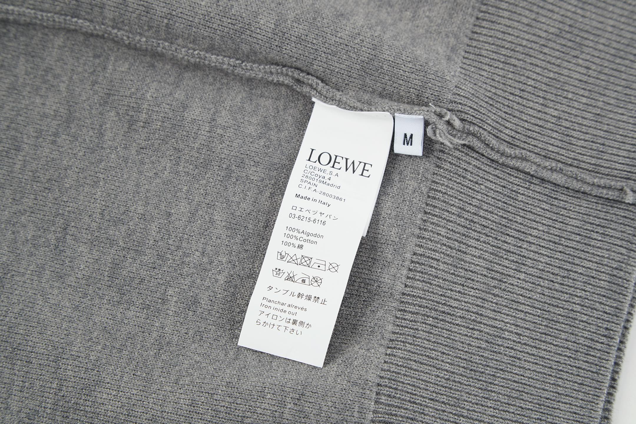 LOEWE 罗意威 针织拉链连帽卫衣 外套 长袖 灰色 黑色 B0 H526Y16K84-1440