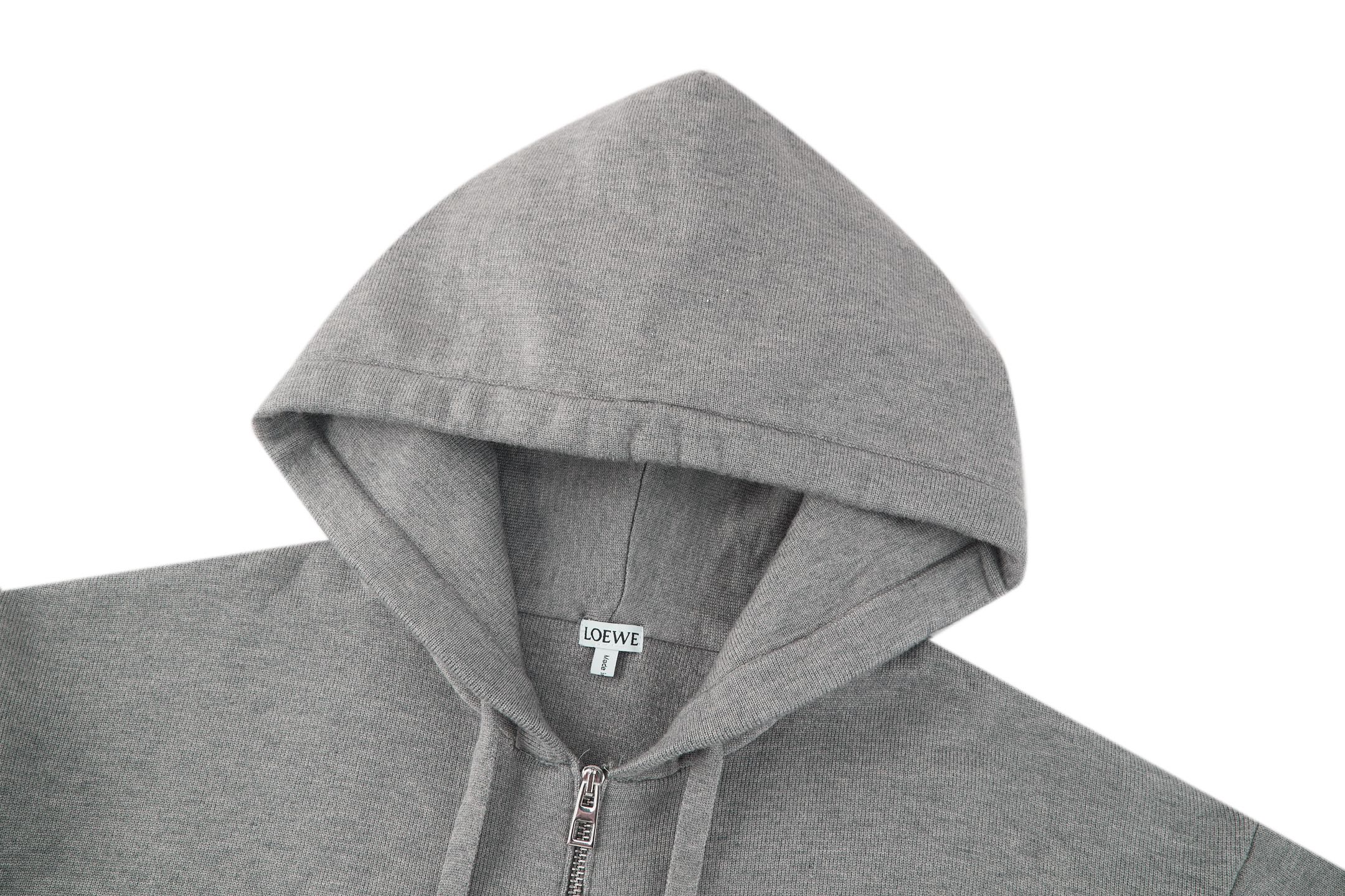 LOEWE 罗意威 针织拉链连帽卫衣 外套 长袖 灰色 黑色 B0 H526Y16K84-1440