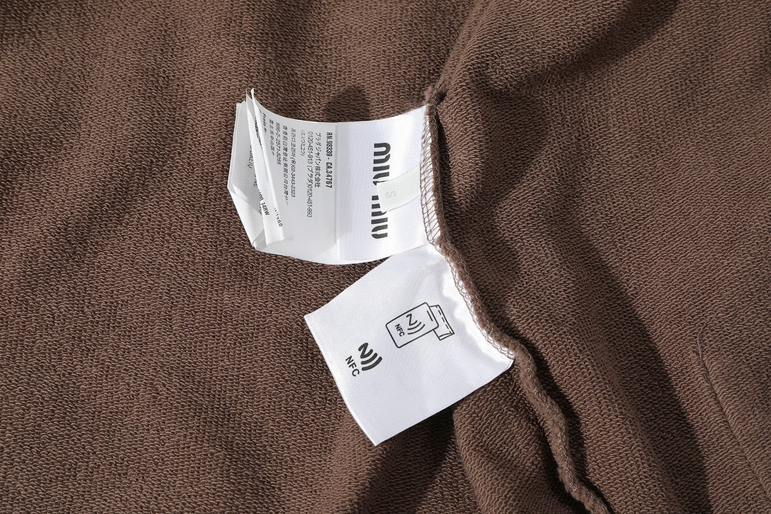 MIU MIU 缪缪 绣布拉链连帽卫衣 外套 长袖 棕色 B0 MJL063-159B-F0324-S-OOO
