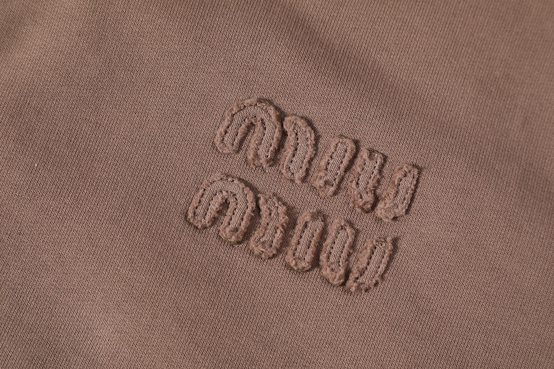 MIU MIU 缪缪 绣布拉链连帽卫衣 外套 长袖 棕色 B0 MJL063-159B-F0324-S-OOO