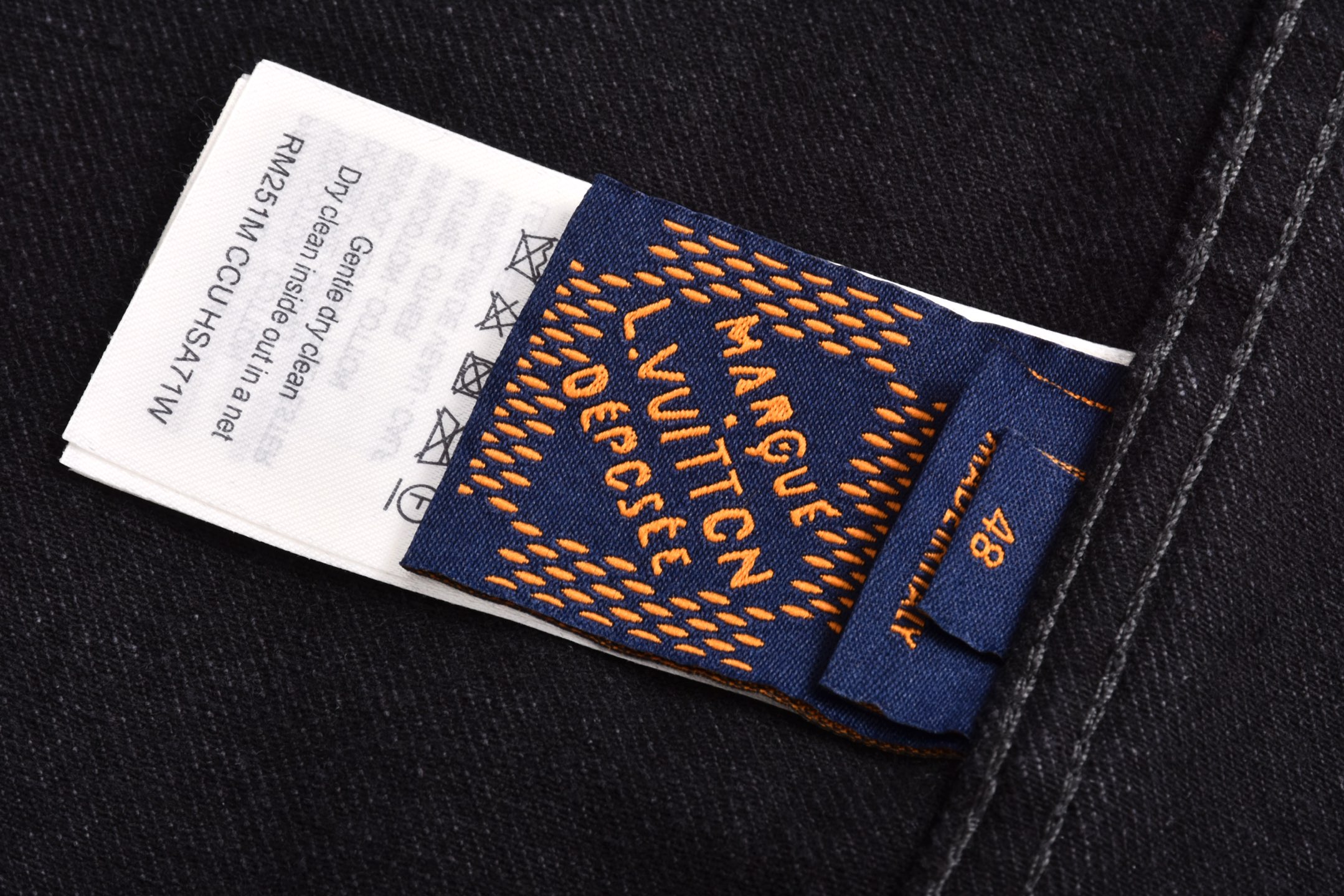 LOUIS VUITTON 路易威登 棋盘格植绒黑格牛仔外套 牛仔衣 上衣 夹克 黑色 C0 1AHBDV