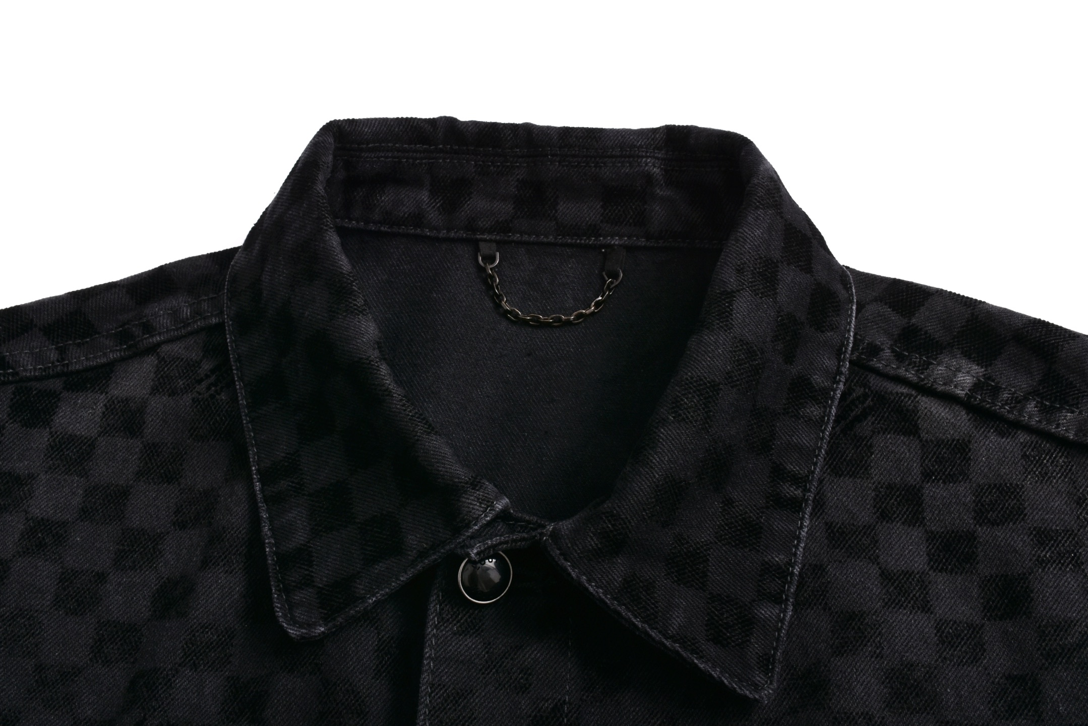 LOUIS VUITTON 路易威登 棋盘格植绒黑格牛仔外套 牛仔衣 上衣 夹克 黑色 C0 1AHBDV