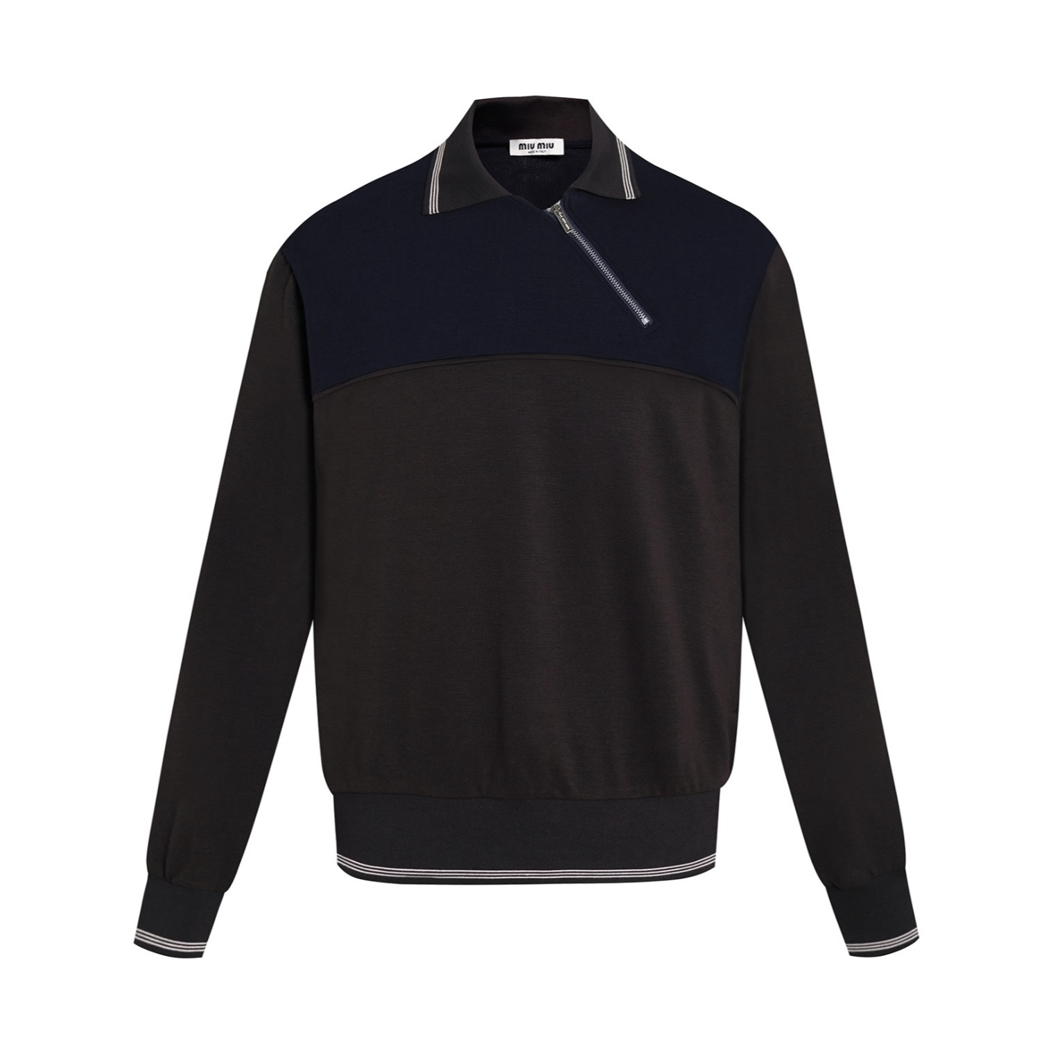 MIU MIU 缪缪 撞色侧拉链卫衣 外套 长袖 灰色 棕色 B0 MJLA01-18FX-F0P8O-S-OOO