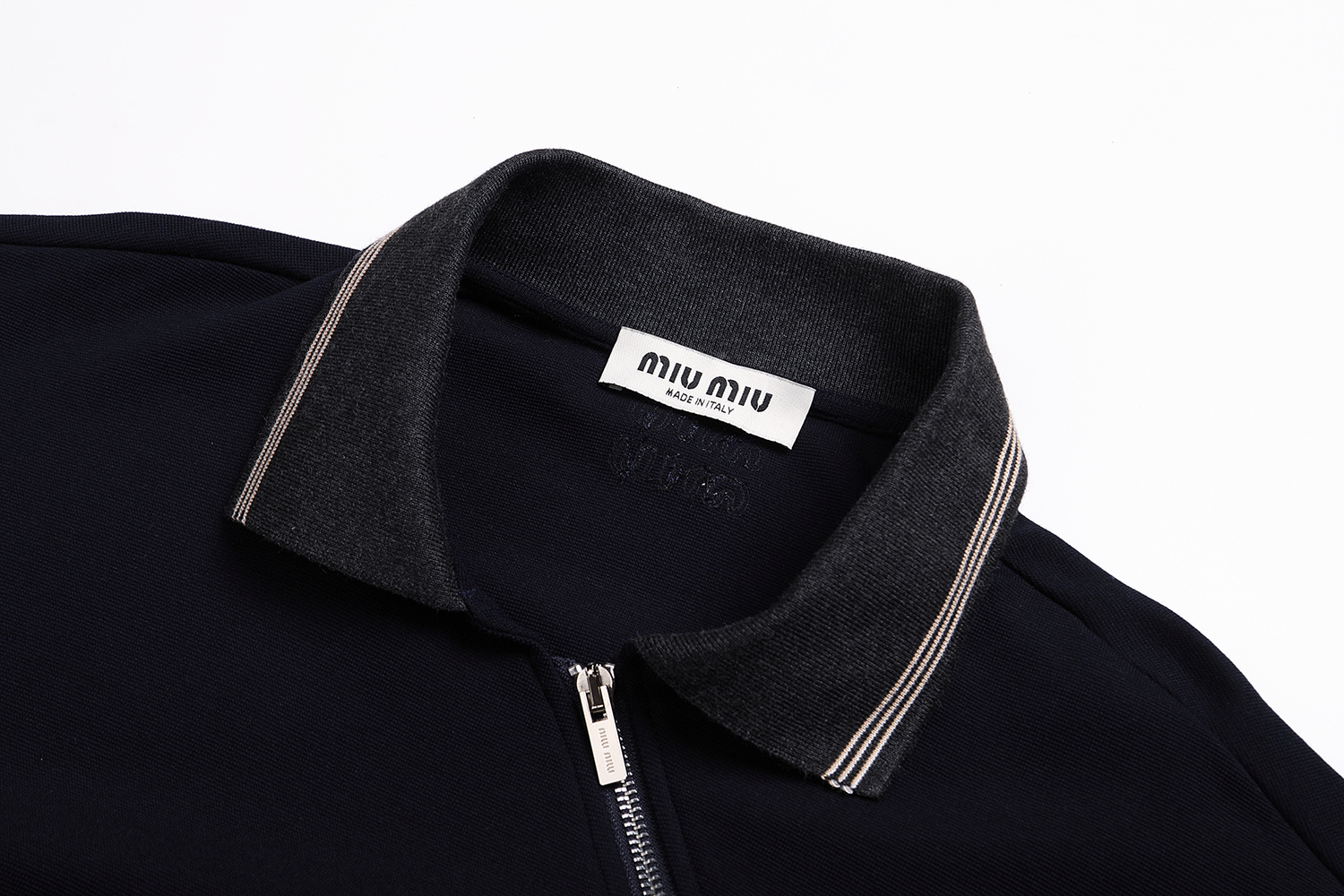 MIU MIU 缪缪 撞色侧拉链卫衣 外套 长袖 灰色 棕色 B0 MJLA01-18FX-F0P8O-S-OOO