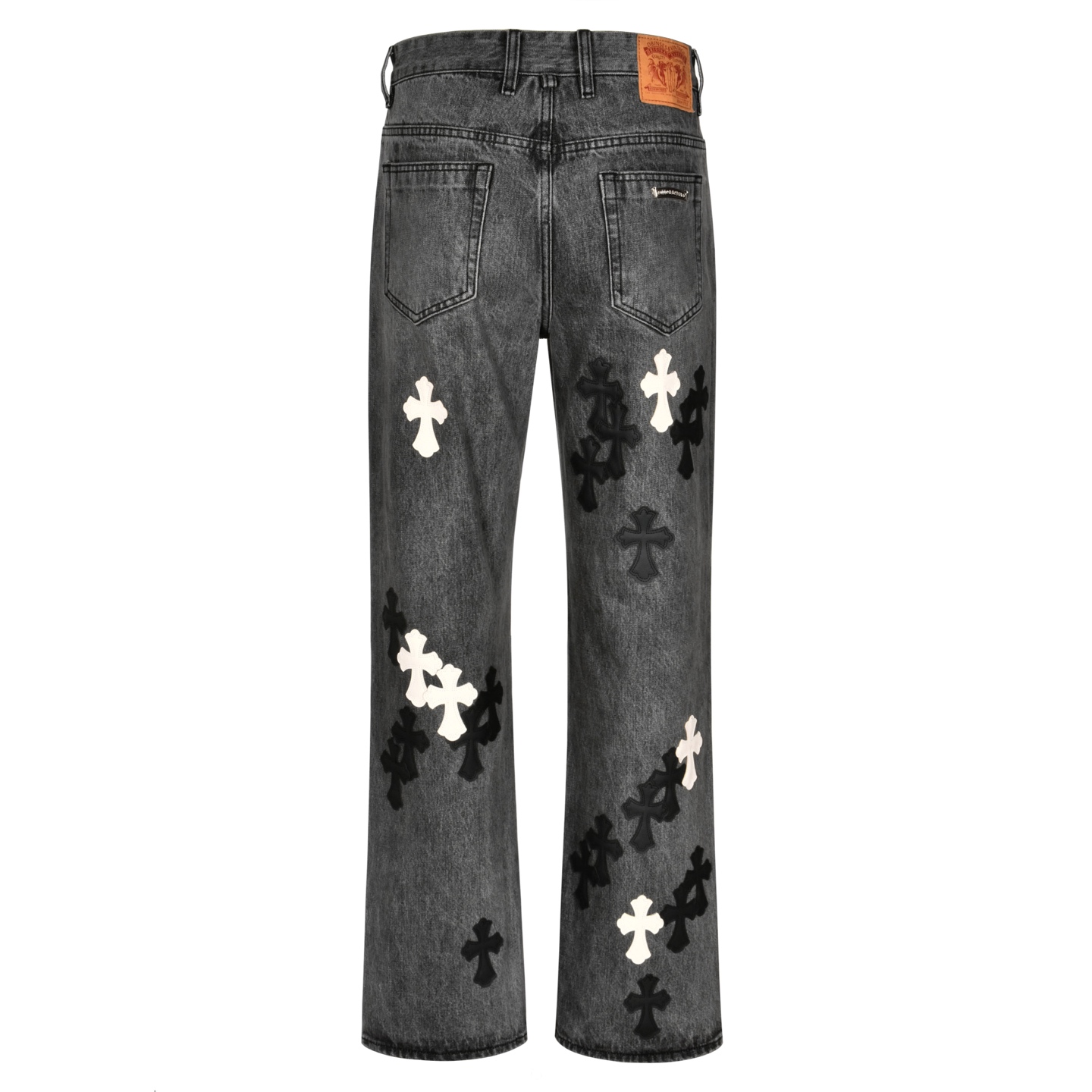 Chrome Hearts 克罗心 火焰十字架贴皮牛仔裤 裤子 长裤 蓝色 黑灰色 C0