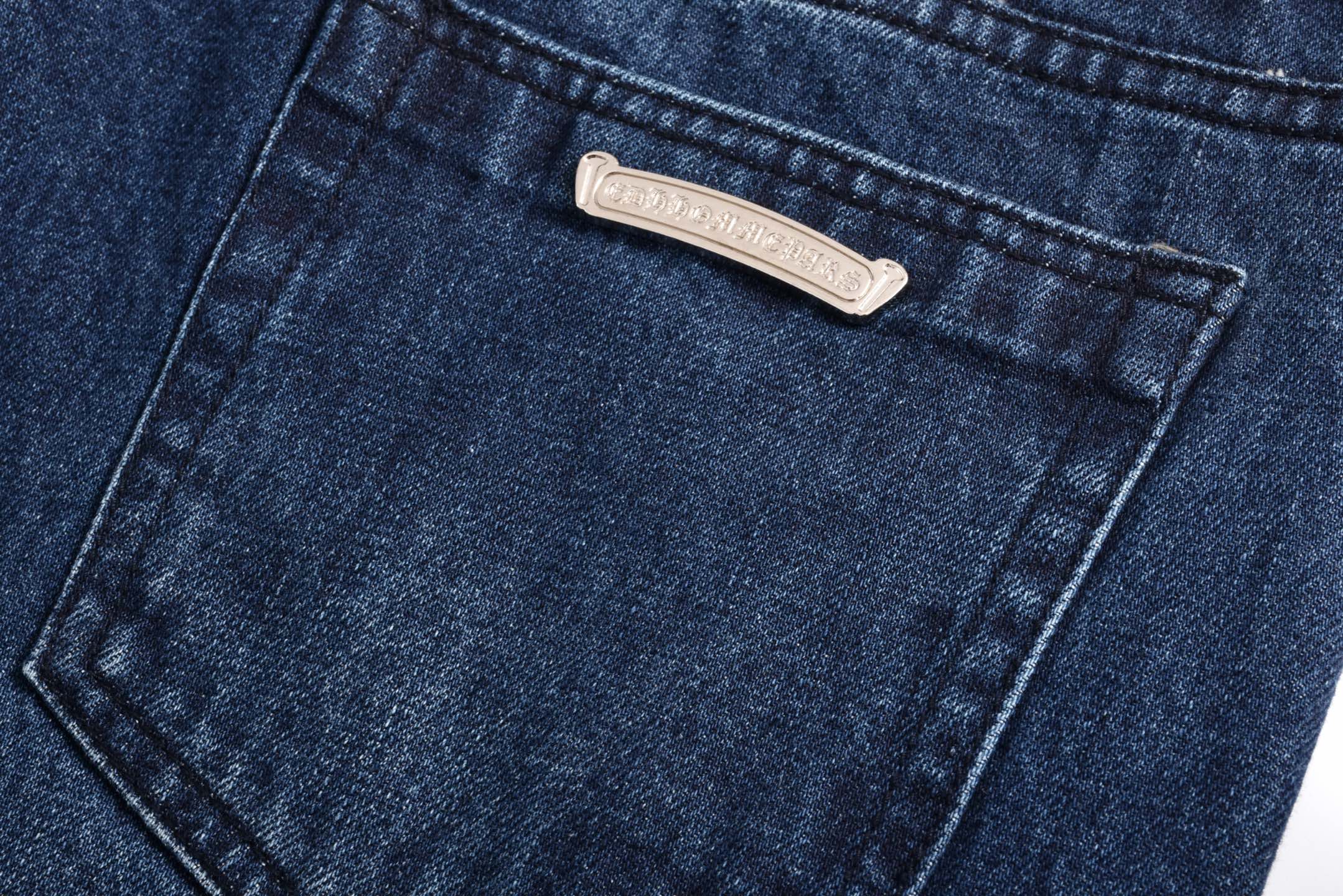 Chrome Hearts 克罗心 火焰十字架贴皮牛仔裤 裤子 长裤 蓝色 黑灰色 C0