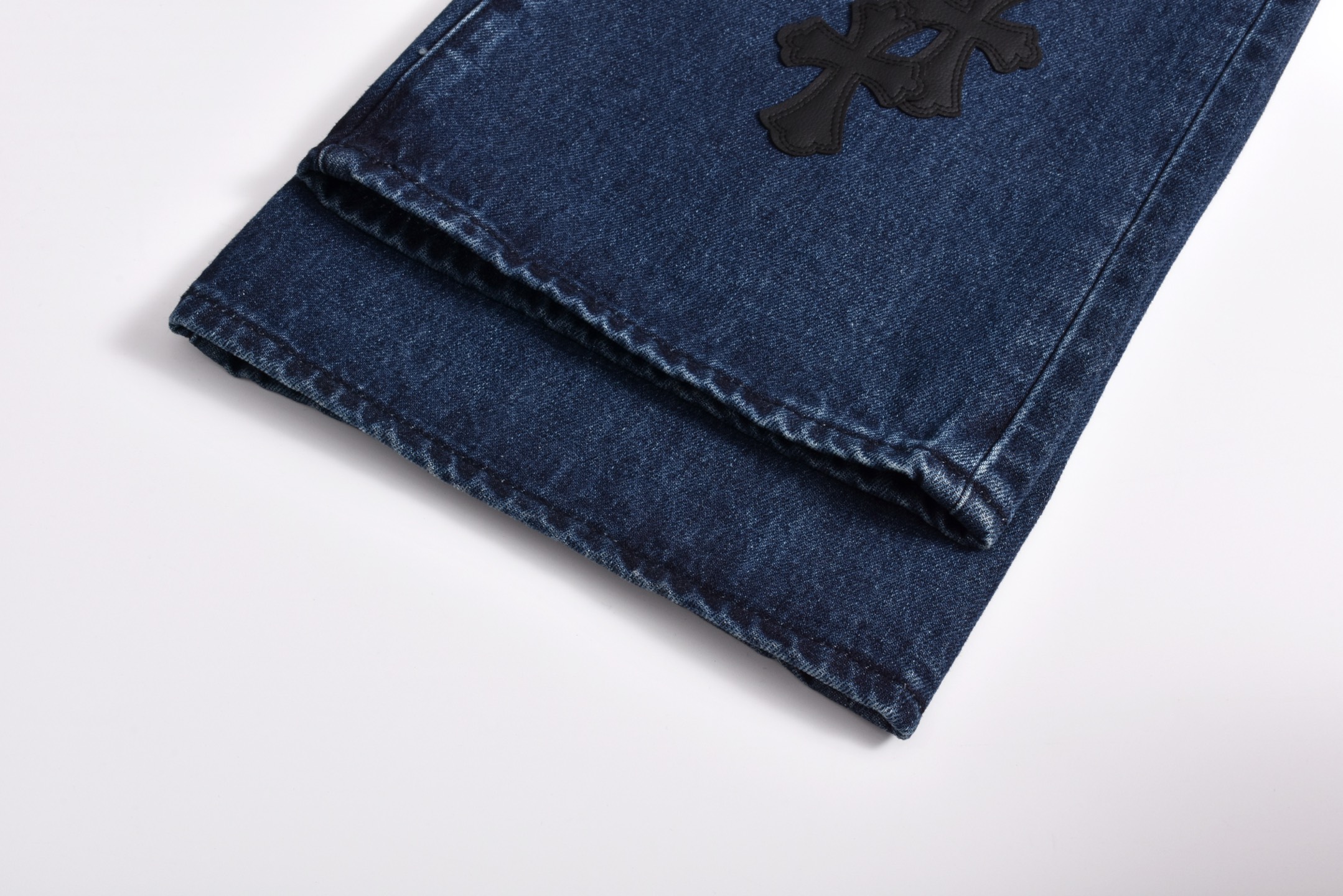 Chrome Hearts 克罗心 火焰十字架贴皮牛仔裤 裤子 长裤 蓝色 黑灰色 C0