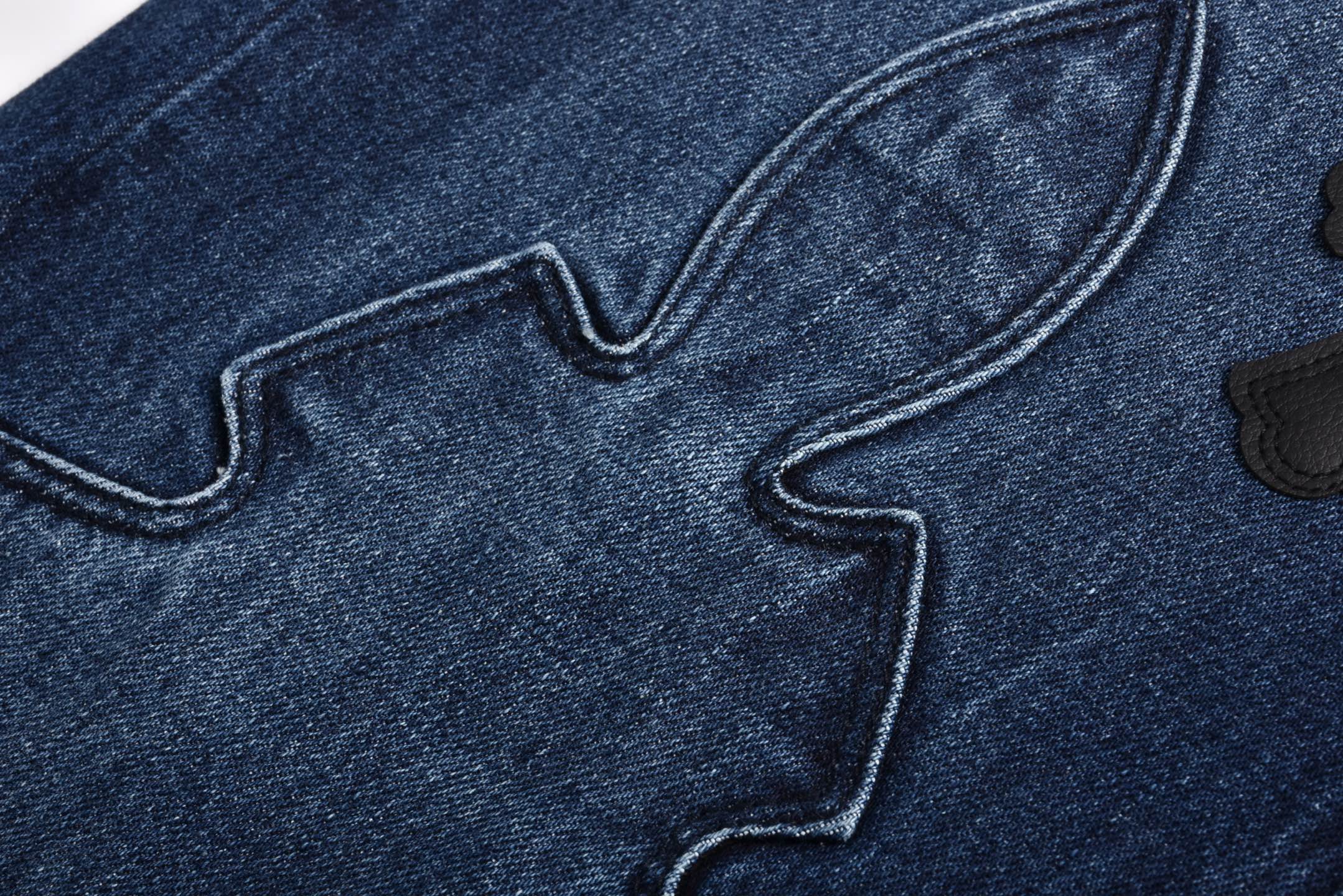 Chrome Hearts 克罗心 火焰十字架贴皮牛仔裤 裤子 长裤 蓝色 黑灰色 C0