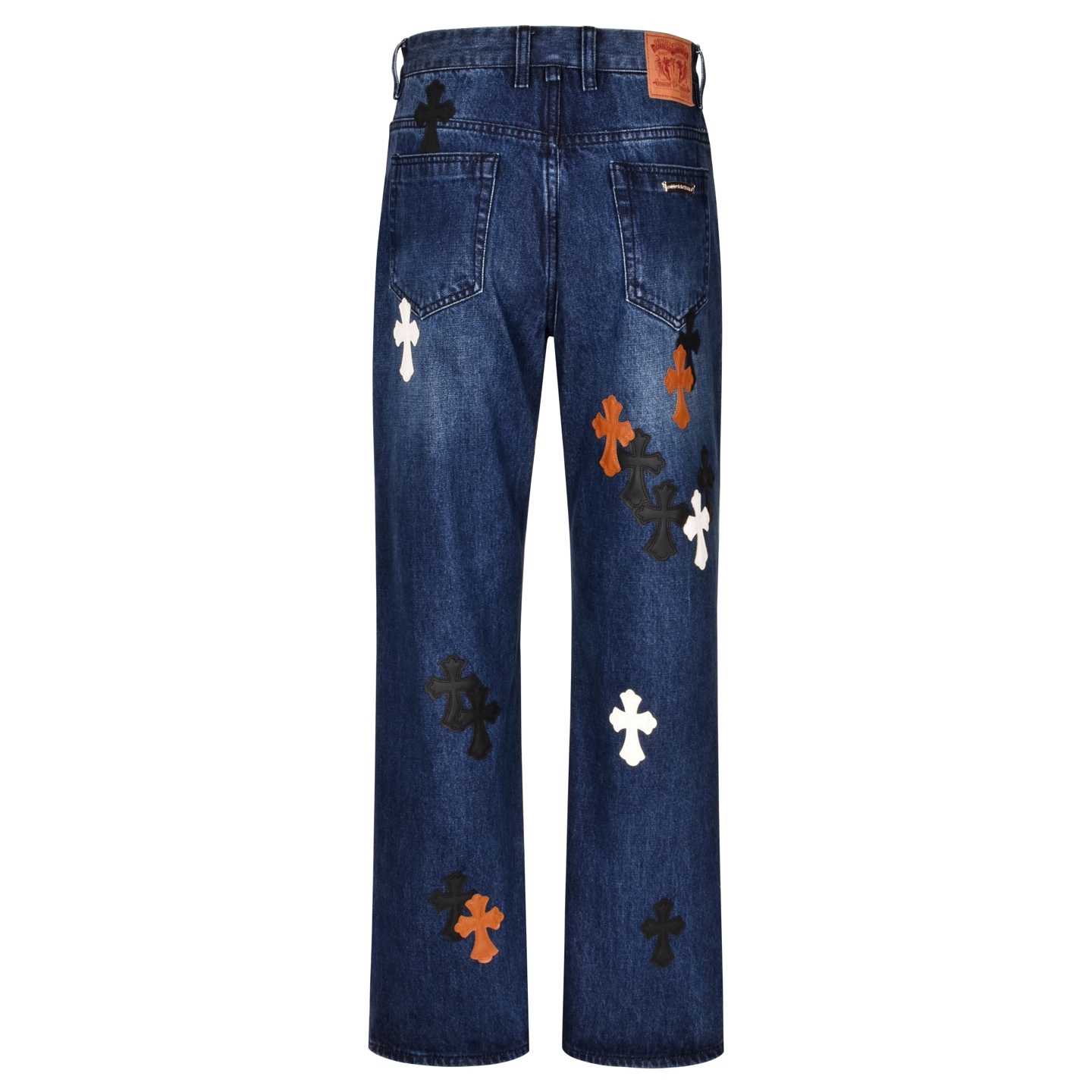 Chrome Hearts 克罗心 火焰十字架贴皮牛仔裤 裤子 长裤 蓝色 黑灰色 C0