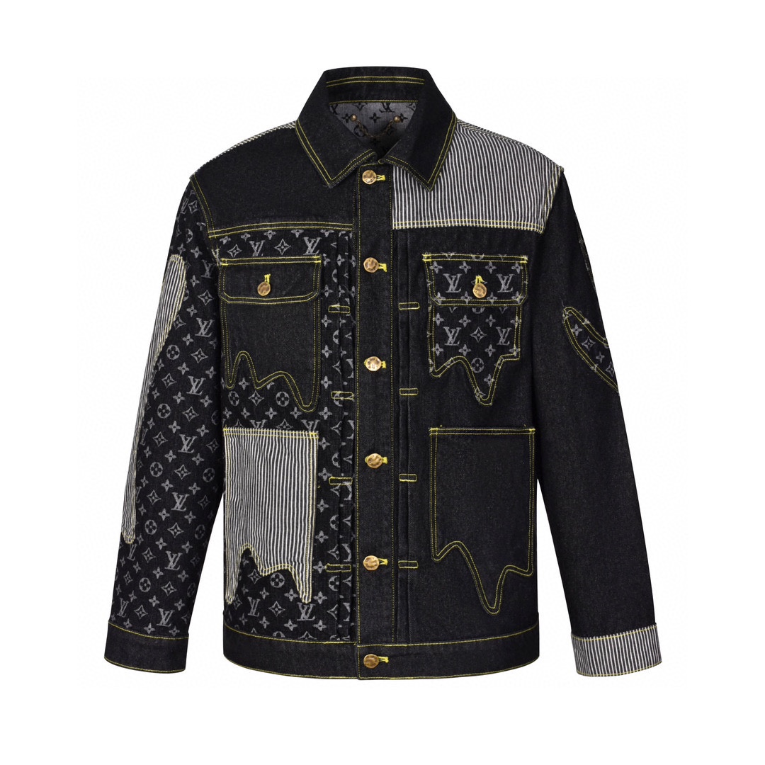 LOUIS VUITTON 路易威登 Nigo联名款 老花拼接牛仔外套 夹克 黑色 C0 1A9K64
