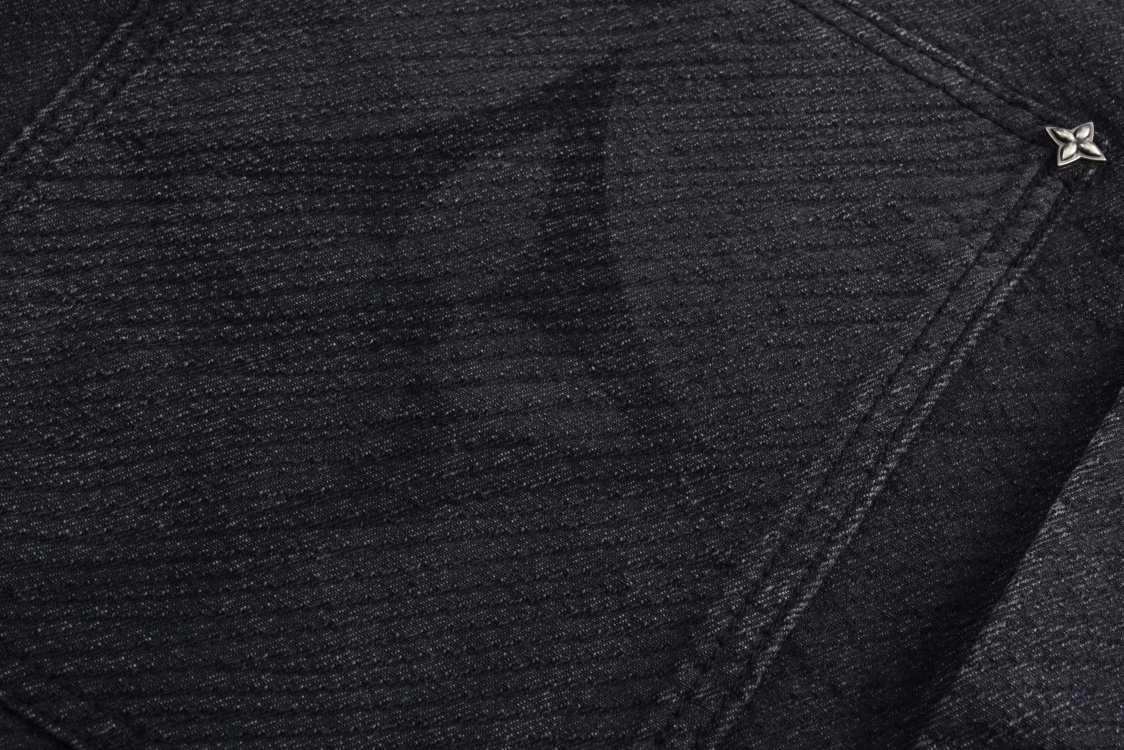 LOUIS VUITTON 路易威登 暗纹镭射烧花牛仔外套 夹克 长袖 黑色 C0 1AFYCG