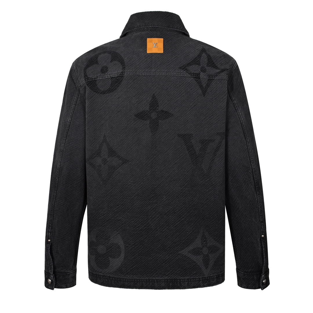 LOUIS VUITTON 路易威登 暗纹镭射烧花牛仔外套 夹克 长袖 黑色 C0 1AFYCG