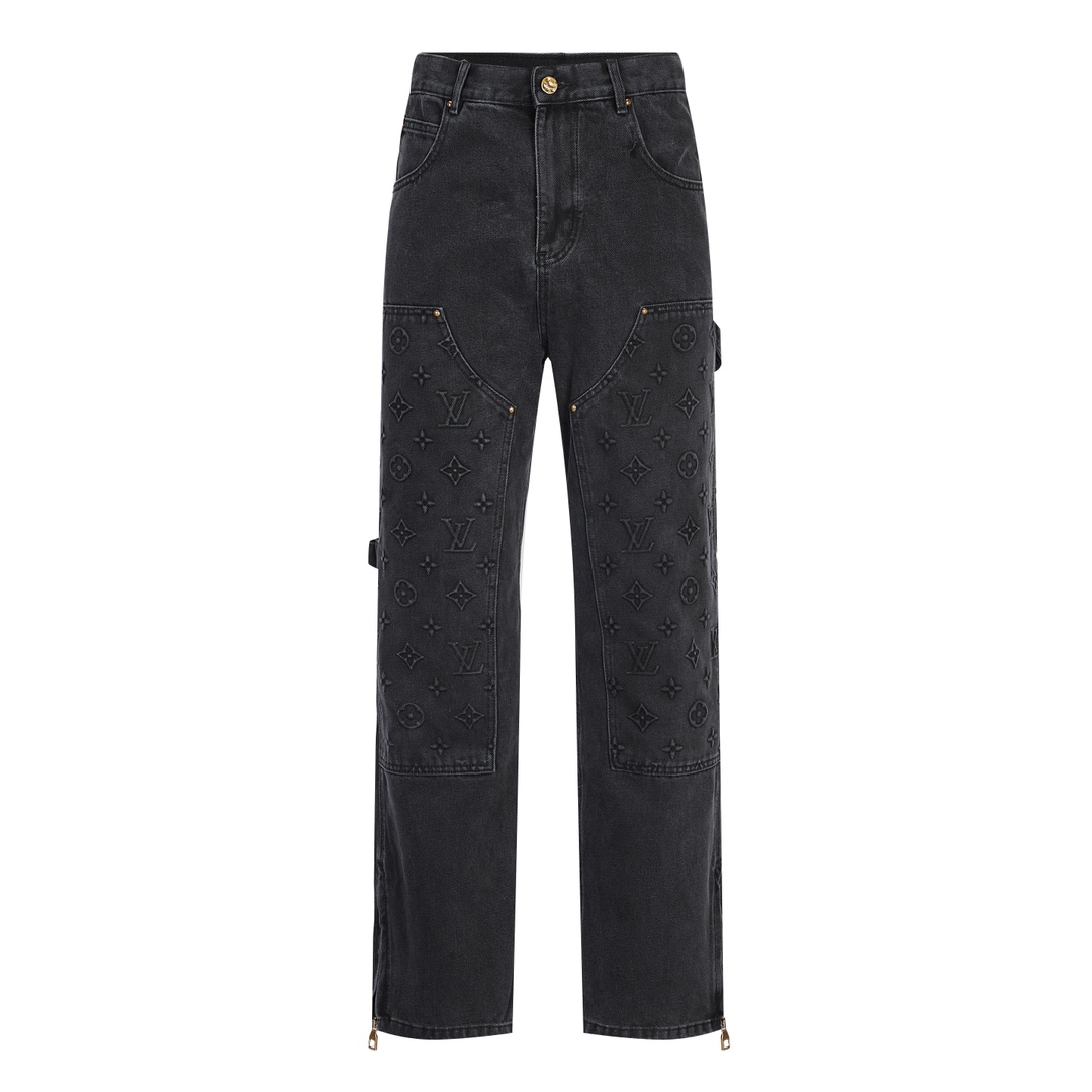 LOUIS VUITTON 路易威登 水洗灰伐木压花牛仔裤 裤子 长裤 C0 1AFADD