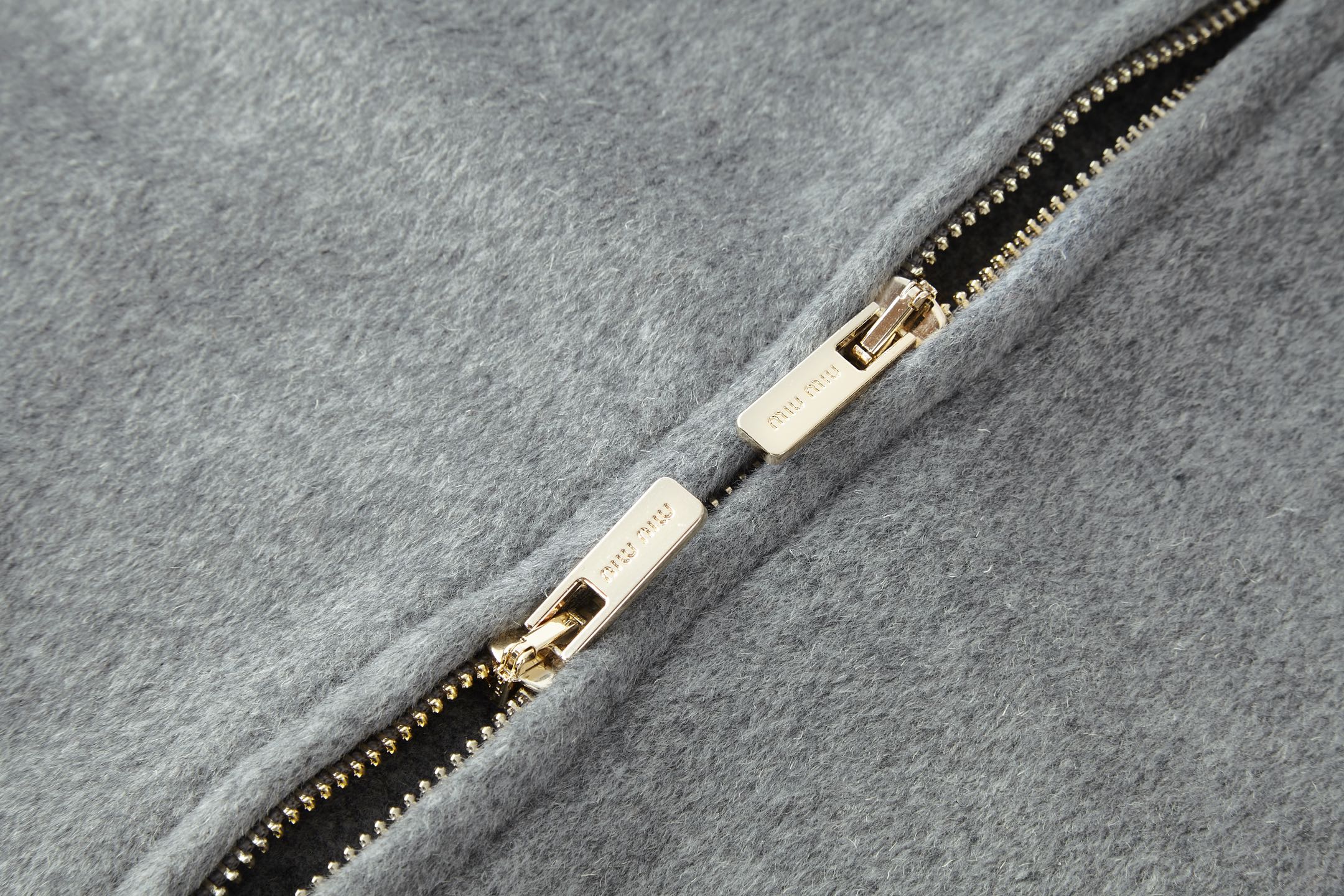 MIU MIU 缪缪 羊绒贴布拉链翻领卫衣 夹克 外套 长袖 灰色 B0 ML1304-15Q8-F0031-S-OOO