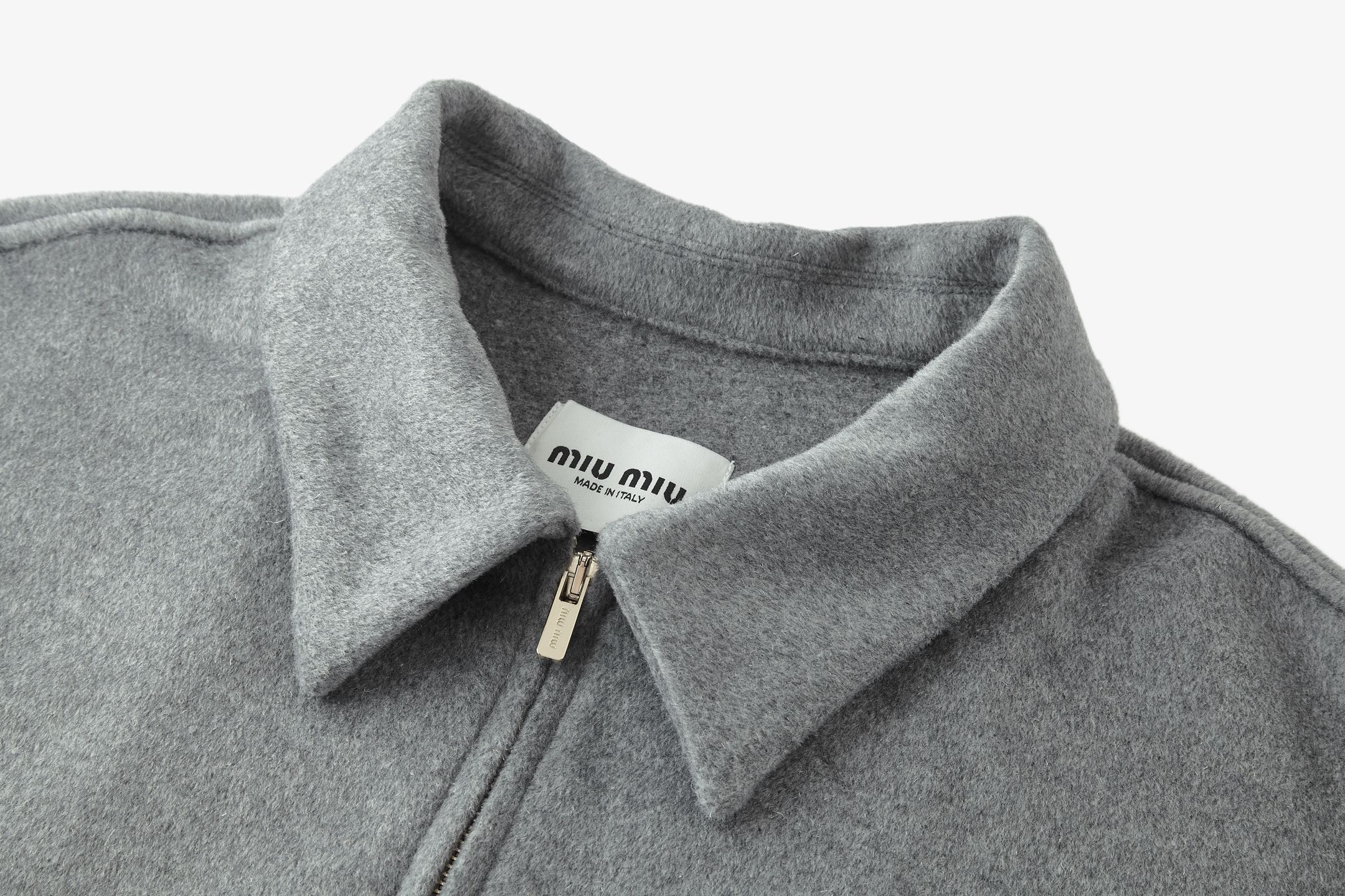 MIU MIU 缪缪 羊绒贴布拉链翻领卫衣 夹克 外套 长袖 灰色 B0 ML1304-15Q8-F0031-S-OOO