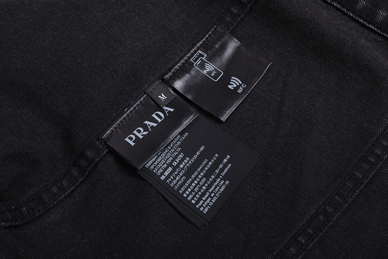 PRADA 普拉达 无领做旧牛仔外套 夹克 长袖 蓝色 黑色 C0 GEB229-12K1-F0V3N-S-231