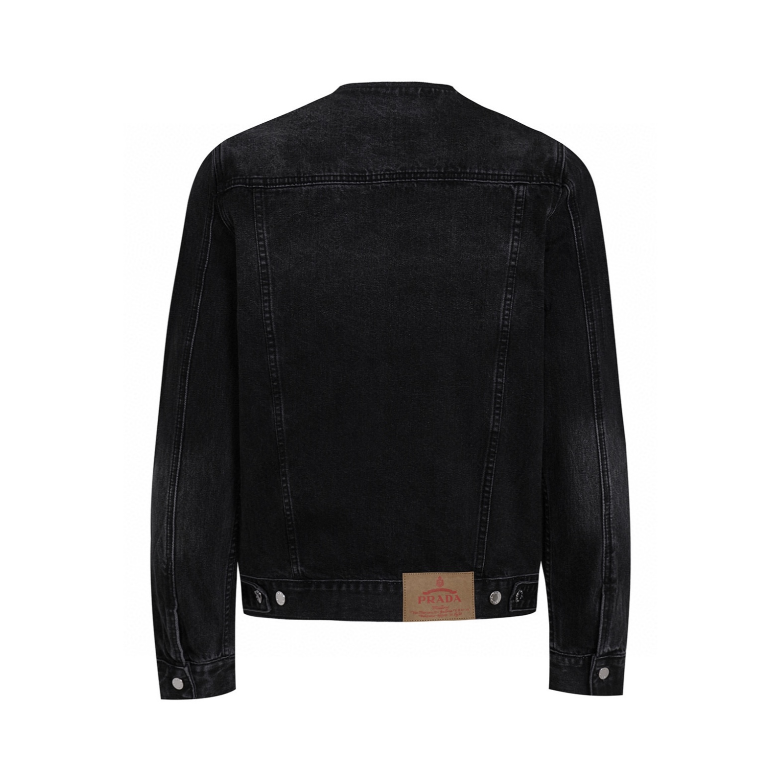 PRADA 普拉达 无领做旧牛仔外套 夹克 长袖 蓝色 黑色 C0 GEB229-12K1-F0V3N-S-231