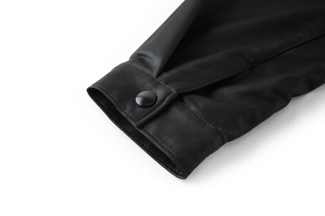 PRADA 普拉达 三角标 小羊皮衬衫 皮衣 外套 长袖 黑色 C0 UPC199-1WDV-F0002-S-231