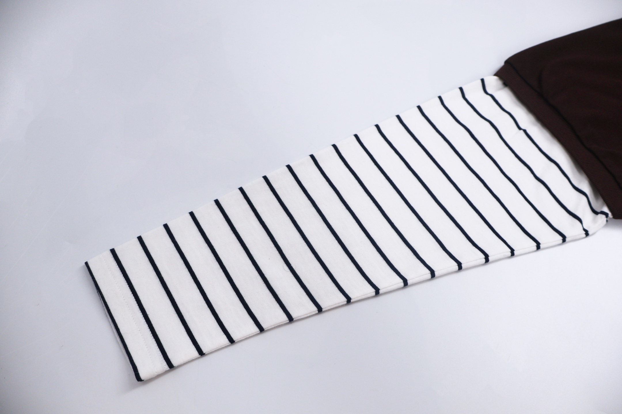 MIU MIU 缪缪 棕条纹假两件Polo衫 T恤 长袖 棕色 A5 MJL076-17OR-F0RQM-S-OOO