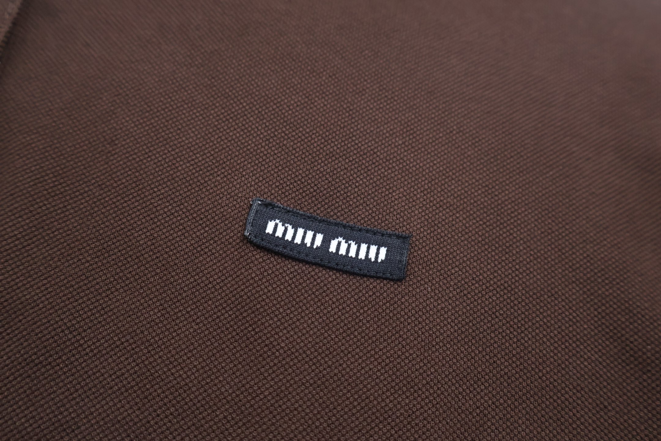 MIU MIU 缪缪 棕条纹假两件Polo衫 T恤 长袖 棕色 A5 MJL076-17OR-F0RQM-S-OOO