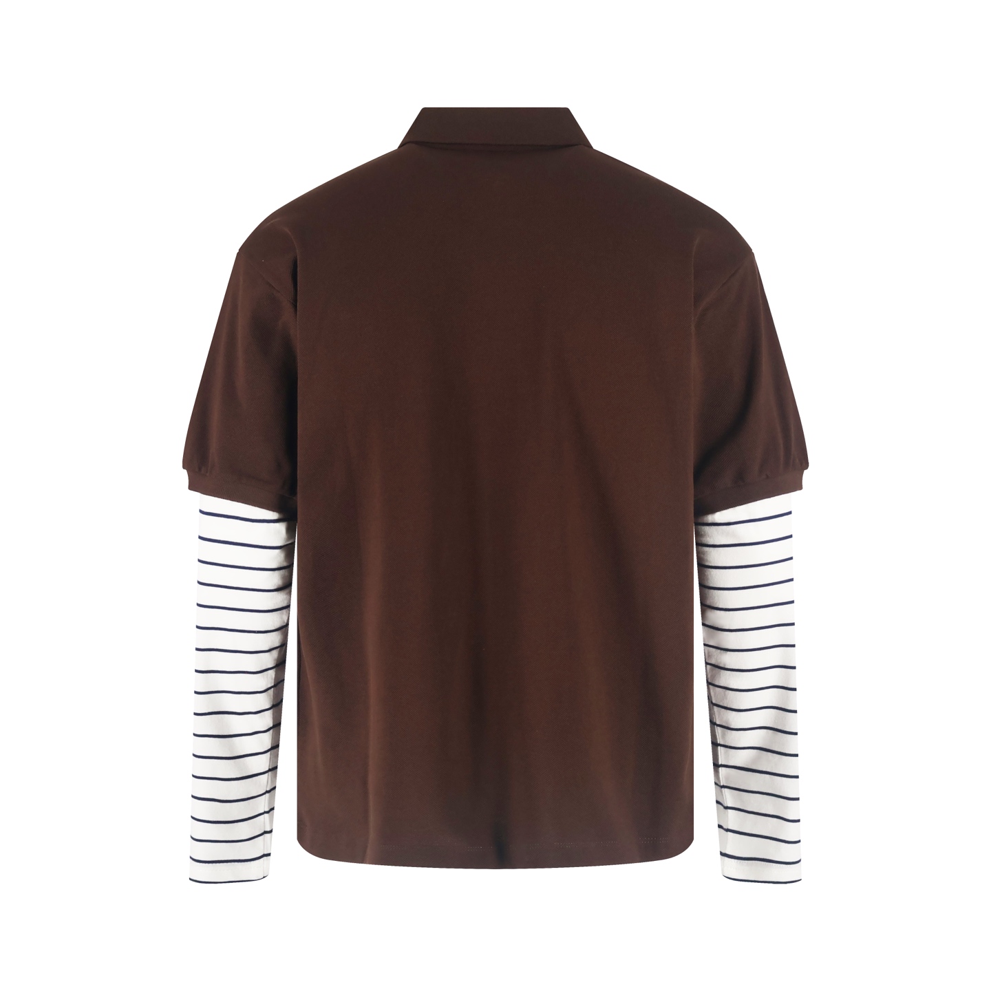 MIU MIU 缪缪 棕条纹假两件Polo衫 T恤 长袖 棕色 A5 MJL076-17OR-F0RQM-S-OOO