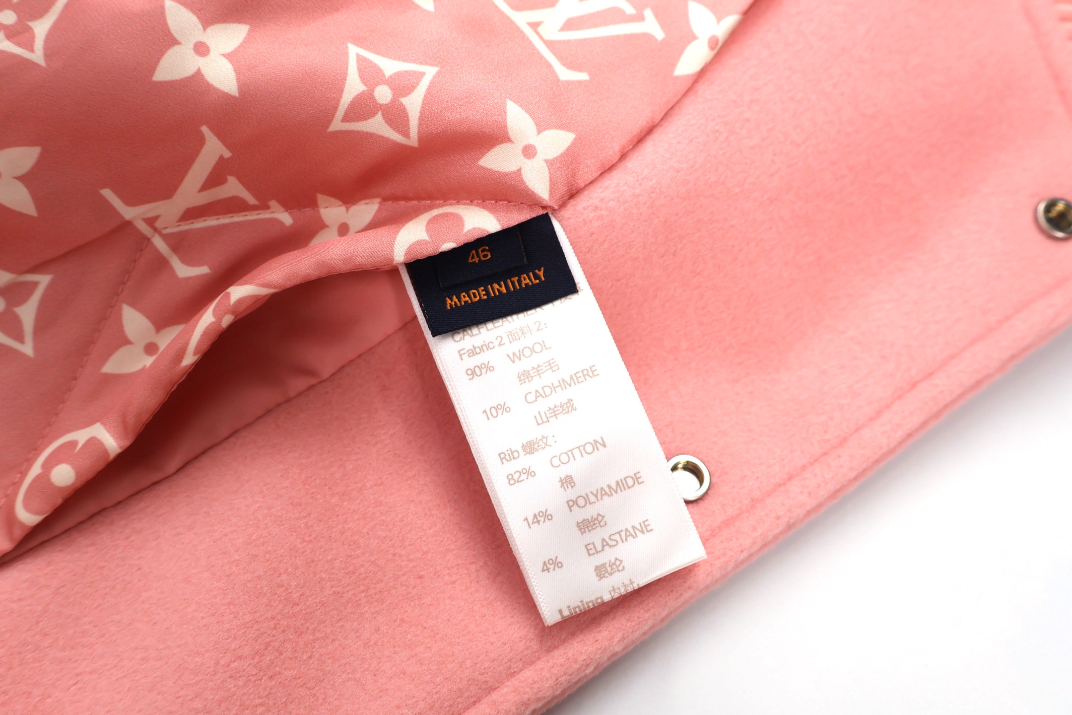 LOUIS VUITTON 路易威登 Nigo联名款 毛呢皮袖棒球服 外套 夹克 粉色 黑色 C0 1AIMWP