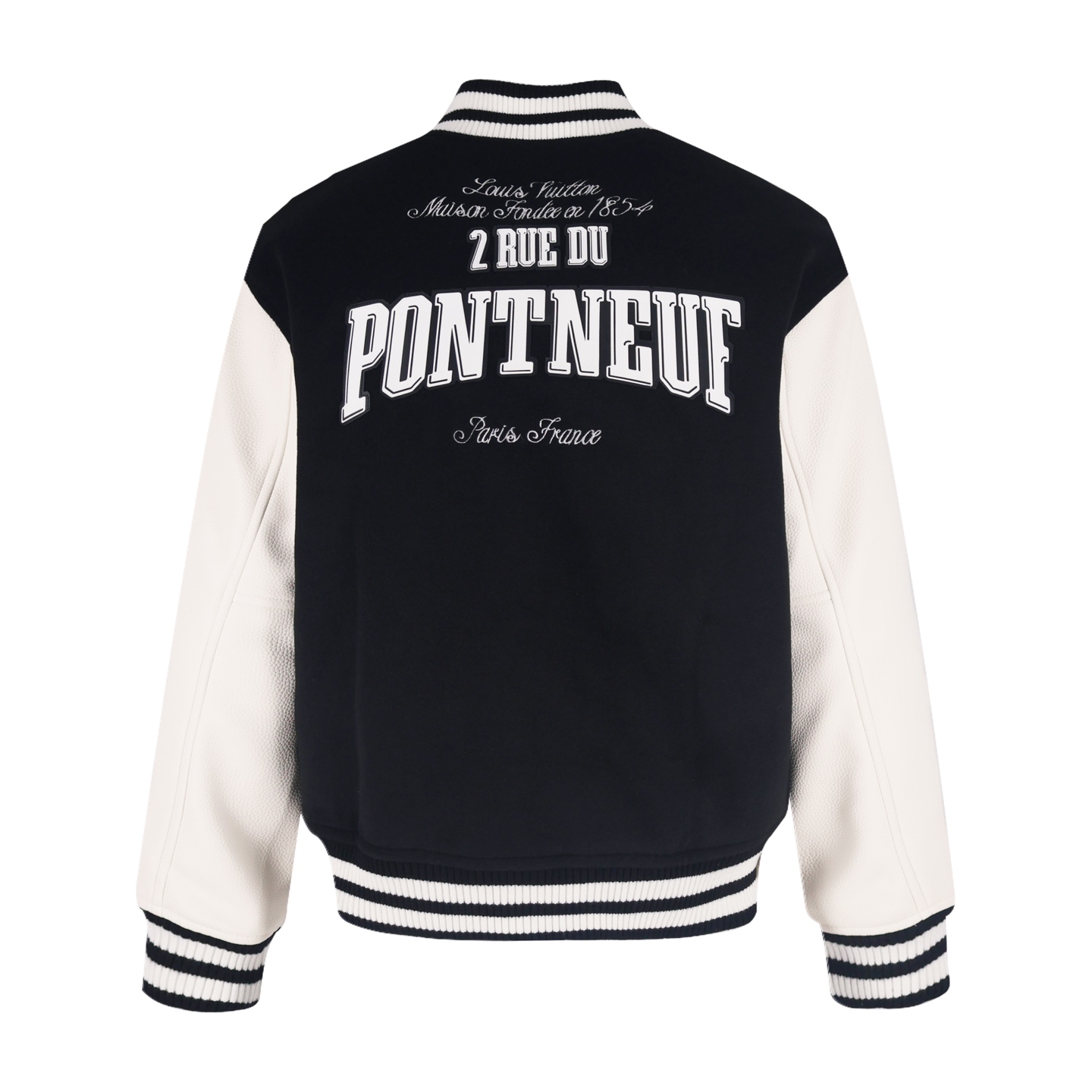 LOUIS VUITTON 路易威登 Nigo联名款 毛呢皮袖棒球服 外套 夹克 粉色 黑色 C0 1AIMWP