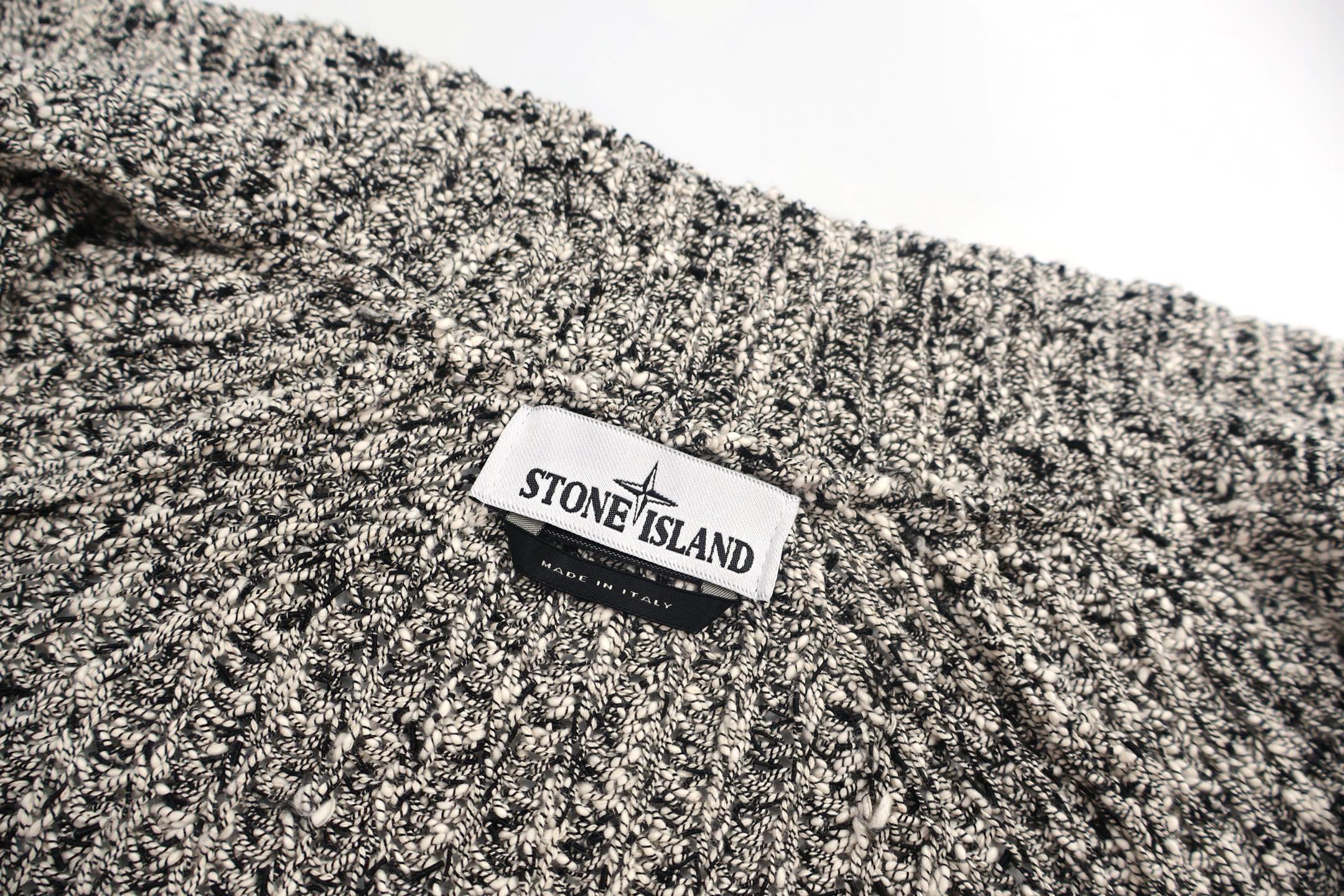 STONE ISLAND 石头岛 珊瑚花色拉链立领毛衣 长袖 外套 灰色 C0 8015530D1-V0001