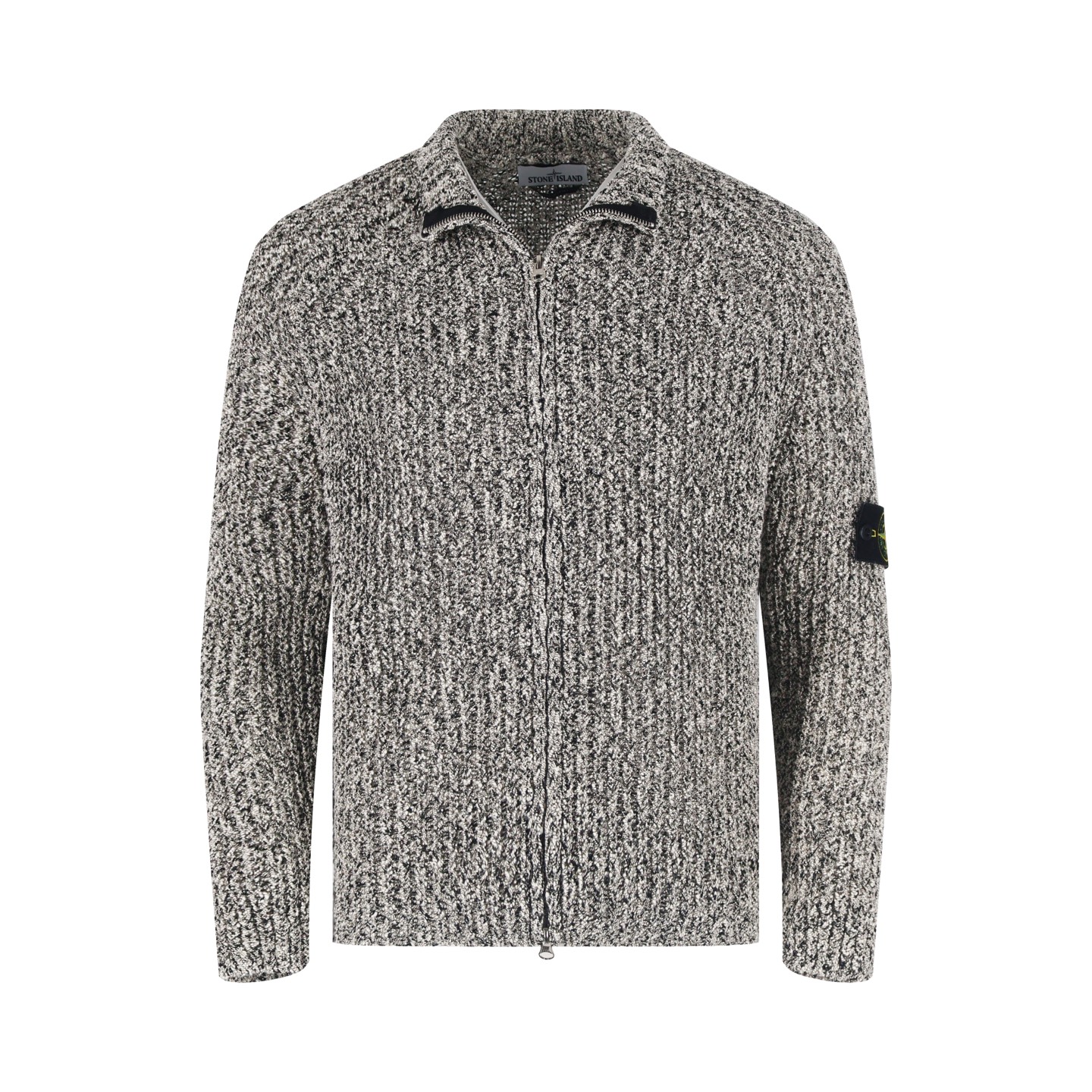 STONE ISLAND 石头岛 珊瑚花色拉链立领毛衣 长袖 外套 灰色 C0 8015530D1-V0001