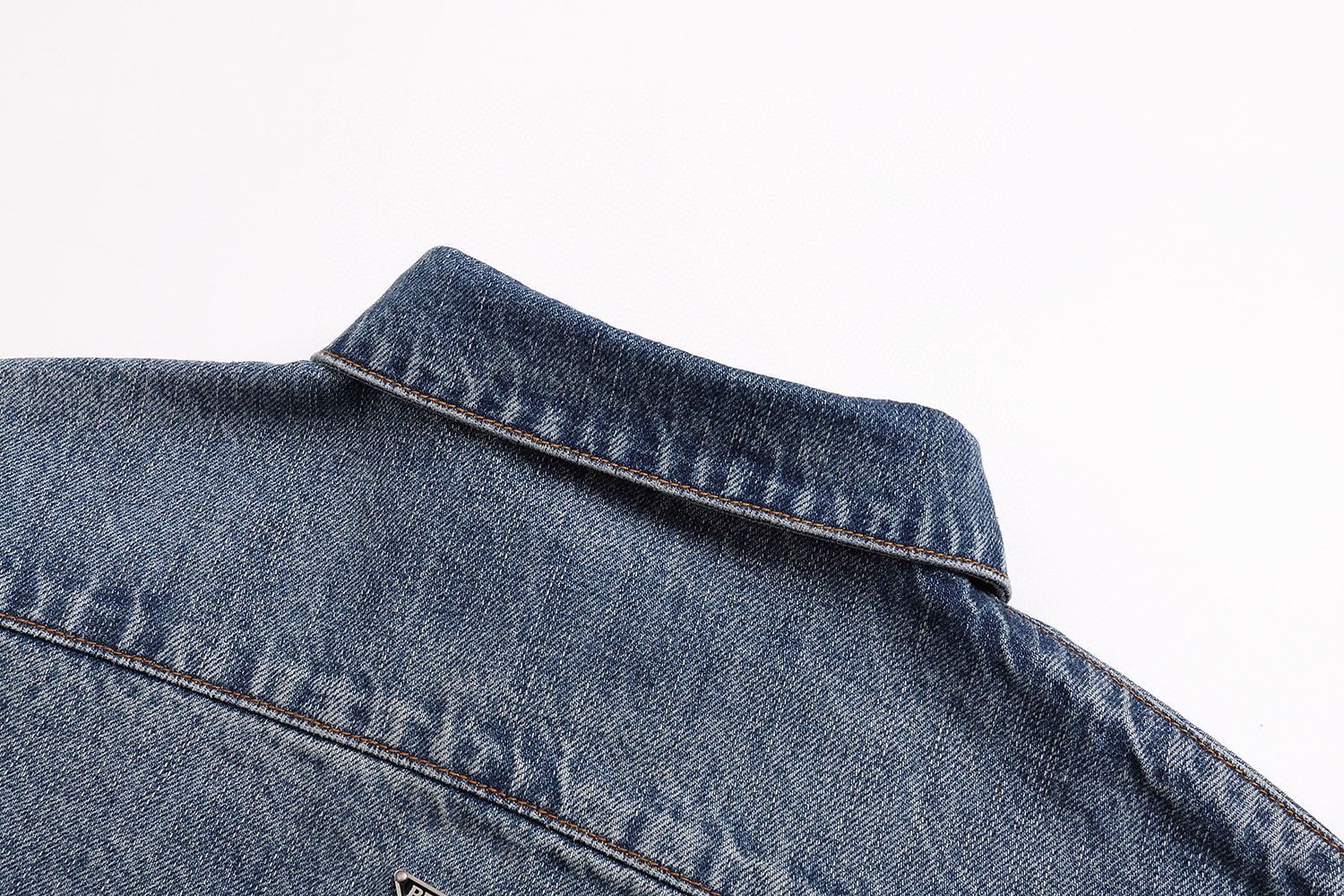 PRADA 普拉达 渐变宽松牛仔衬衫 外套 长袖 蓝色 B5 GEC092-14EF-F0008-S-CMO