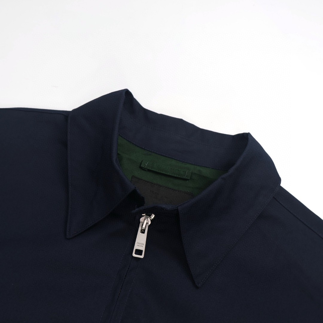 PRADA 普拉达 哈灵顿拉链翻领 夹克 外套 长袖 灰色 卡其色 深蓝色 C0 SGC885-1715-F04OR-S-OOO