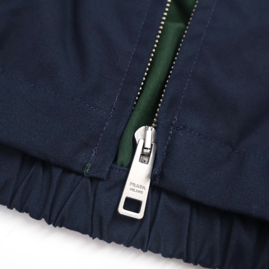 PRADA 普拉达 哈灵顿拉链翻领 夹克 外套 长袖 灰色 卡其色 深蓝色 C0 SGC885-1715-F04OR-S-OOO