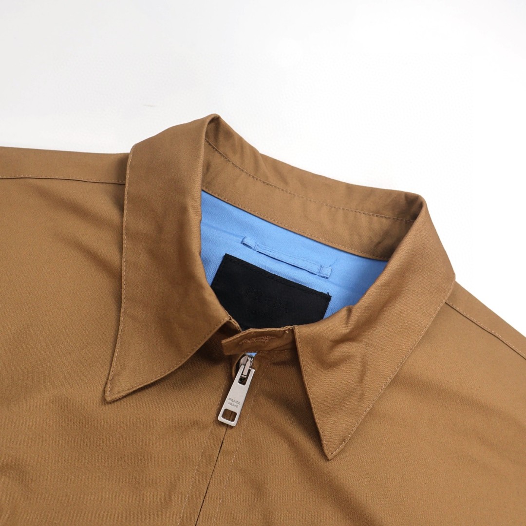 PRADA 普拉达 哈灵顿拉链翻领 夹克 外套 长袖 灰色 卡其色 深蓝色 C0 SGC885-1715-F04OR-S-OOO