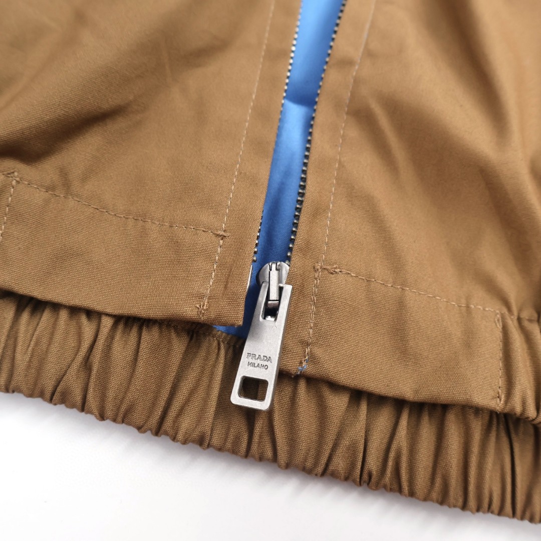 PRADA 普拉达 哈灵顿拉链翻领 夹克 外套 长袖 灰色 卡其色 深蓝色 C0 SGC885-1715-F04OR-S-OOO