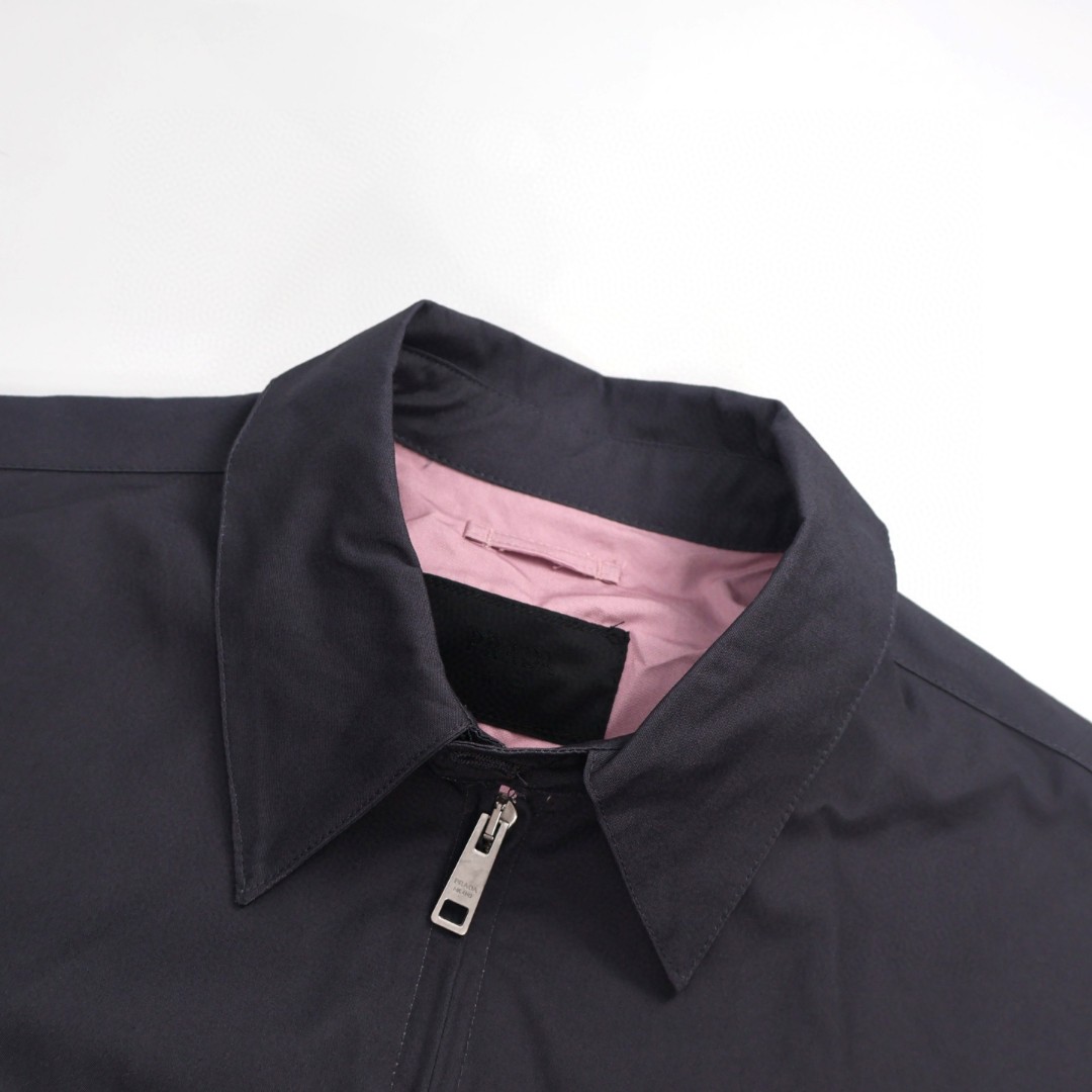 PRADA 普拉达 哈灵顿拉链翻领 夹克 外套 长袖 灰色 卡其色 深蓝色 C0 SGC885-1715-F04OR-S-OOO