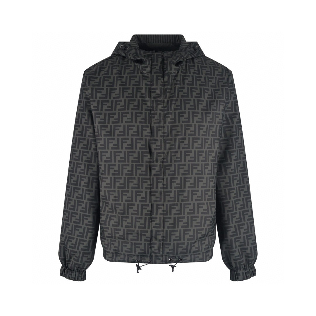 FENDI 芬迪 双面两穿冲锋衣 外套 夹克 长袖 棕色 黑灰色 B5 FAA615A79NF13IZ