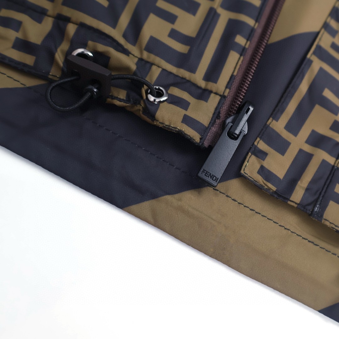 FENDI 芬迪 双面两穿冲锋衣 外套 夹克 长袖 棕色 黑灰色 B5 FAA615A79NF13IZ