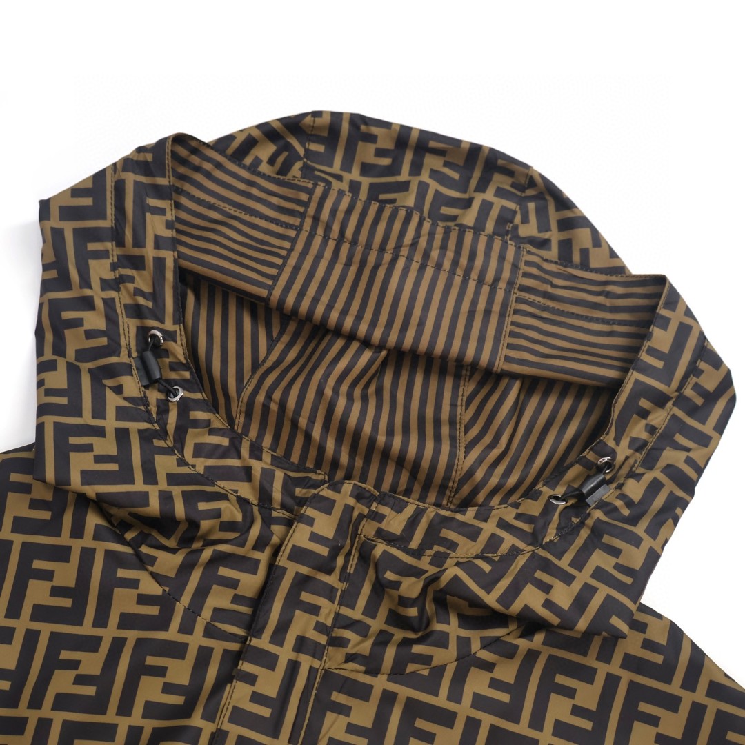 FENDI 芬迪 双面两穿冲锋衣 外套 夹克 长袖 棕色 黑灰色 B5 FAA615A79NF13IZ