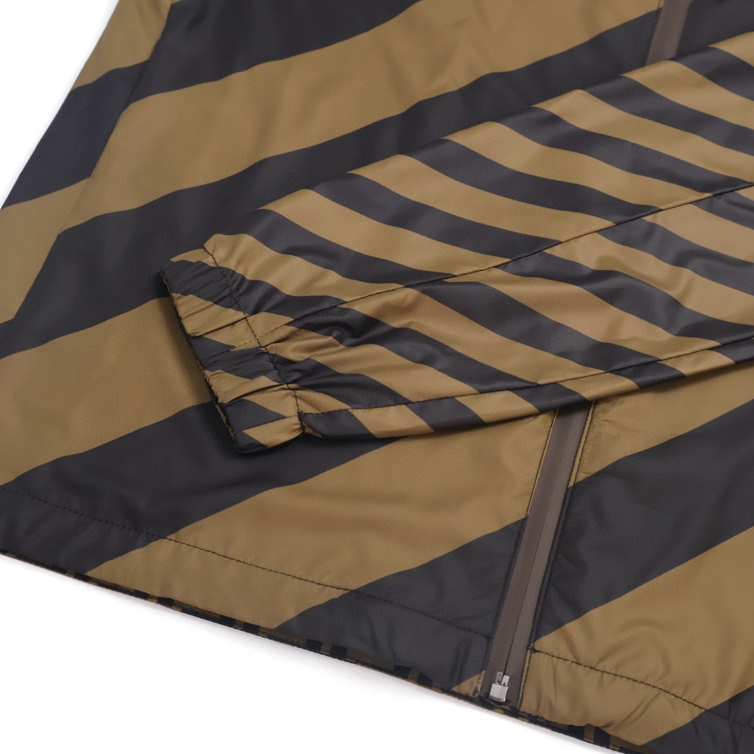 FENDI 芬迪 双面两穿冲锋衣 外套 夹克 长袖 棕色 黑灰色 B5 FAA615A79NF13IZ