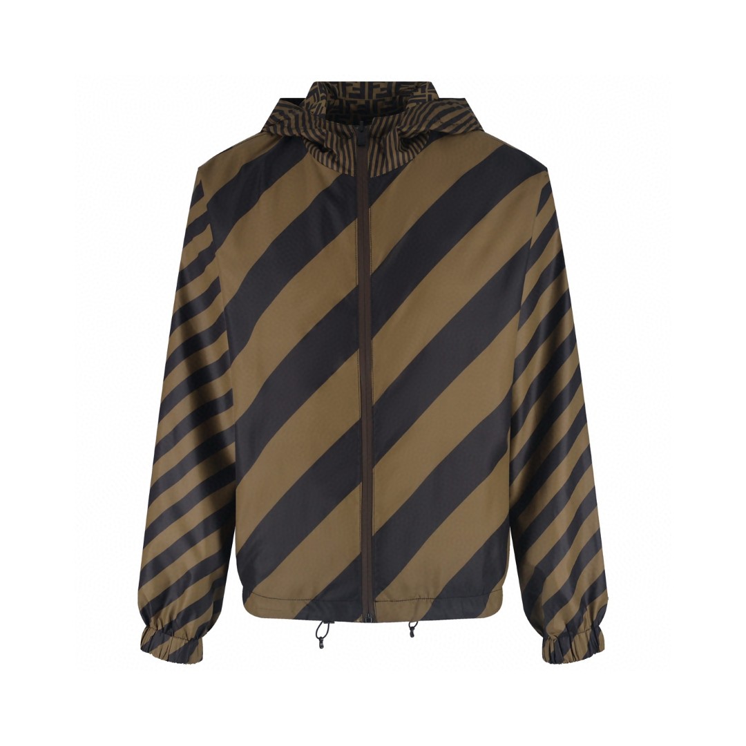 FENDI 芬迪 双面两穿冲锋衣 外套 夹克 长袖 棕色 黑灰色 B5 FAA615A79NF13IZ