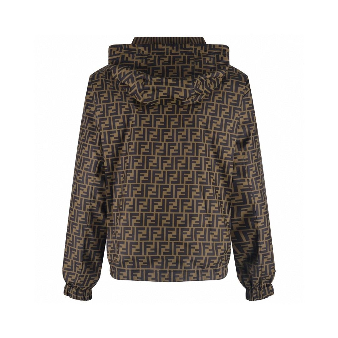 FENDI 芬迪 双面两穿冲锋衣 外套 夹克 长袖 棕色 黑灰色 B5 FAA615A79NF13IZ