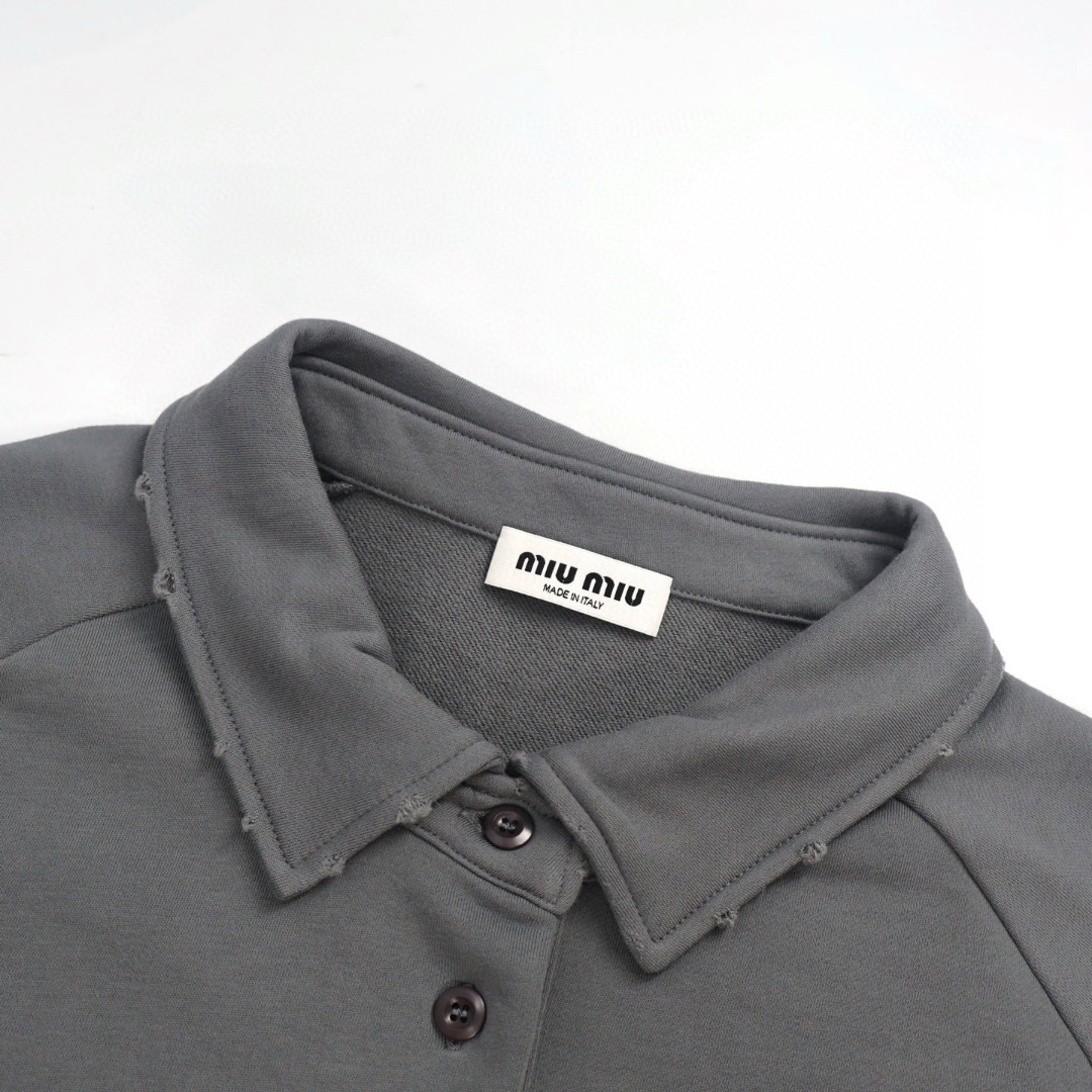 MIU MIU 缪缪 水洗灰做旧卫衣 外套 长袖 灰色 B0 MJL914-137J-F0627-S-231