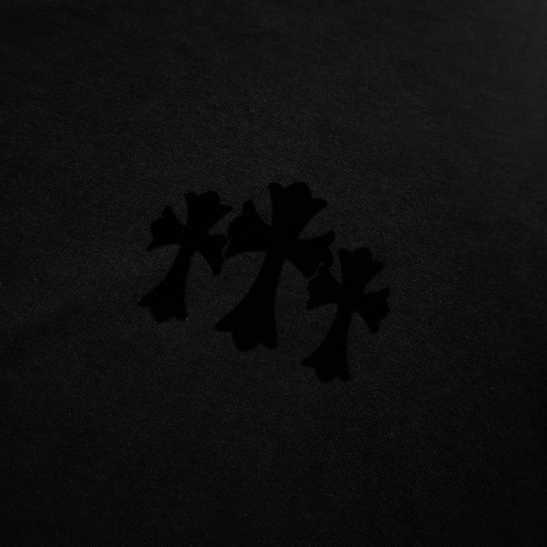 Chrome Hearts 克罗心 植绒十字架 长袖 T恤 男女同款 灰色 黑色 A5 CH-0411771
