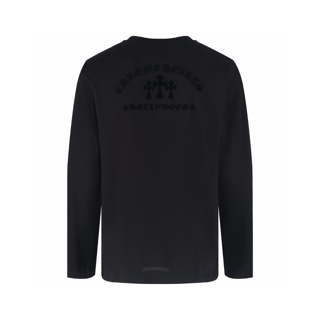 Chrome Hearts 克罗心 植绒十字架 长袖 T恤 男女同款 灰色 黑色 A5 CH-0411771
